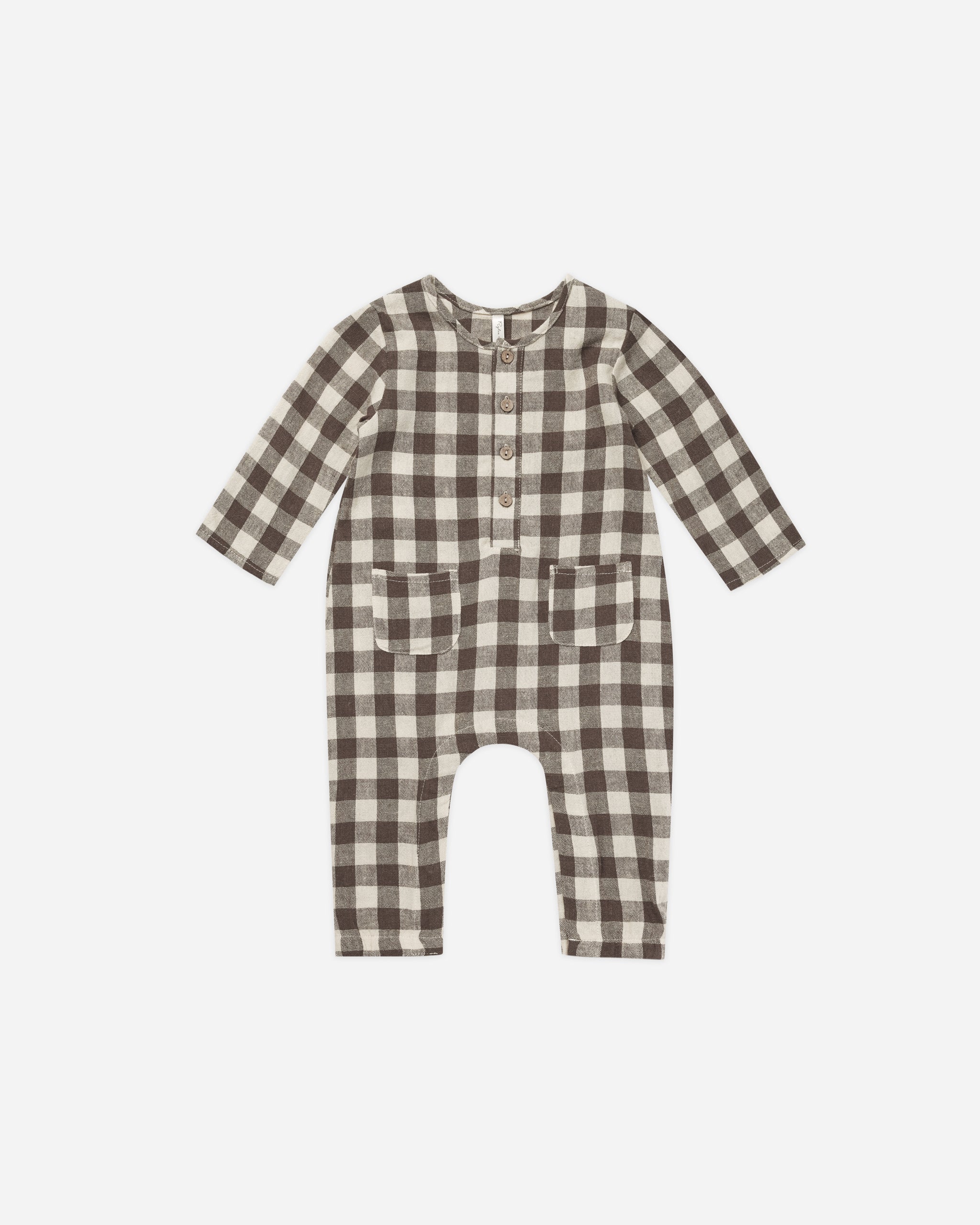 Long Sleeve Woven Jumpsuit || Charcoal Check - Rylee + Cru | Kids Clothes | Trendy Baby Clothes | Modern Infant Outfits |