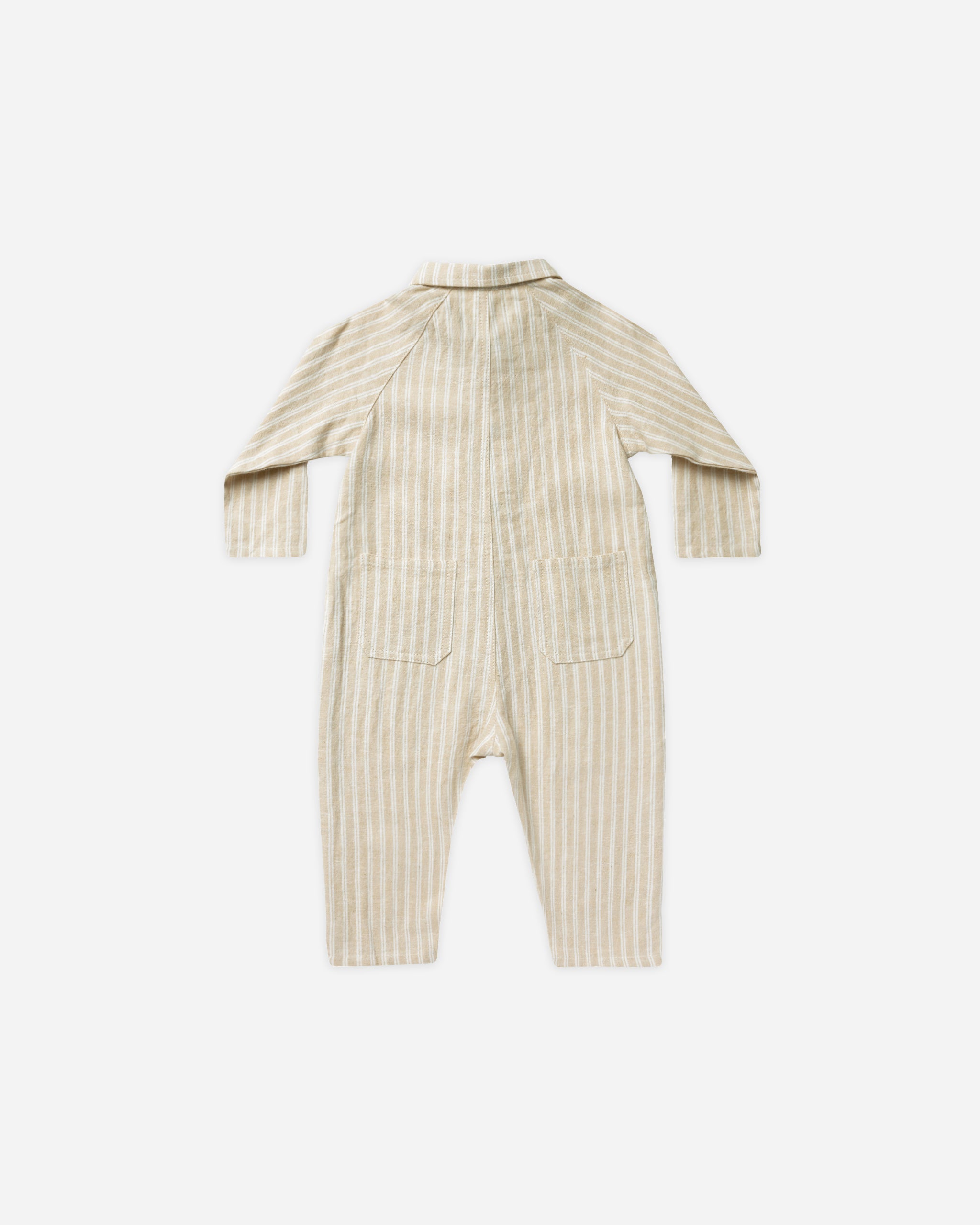 Collared Baby Jumpsuit || Champagne Stripe - Rylee + Cru | Kids Clothes | Trendy Baby Clothes | Modern Infant Outfits |