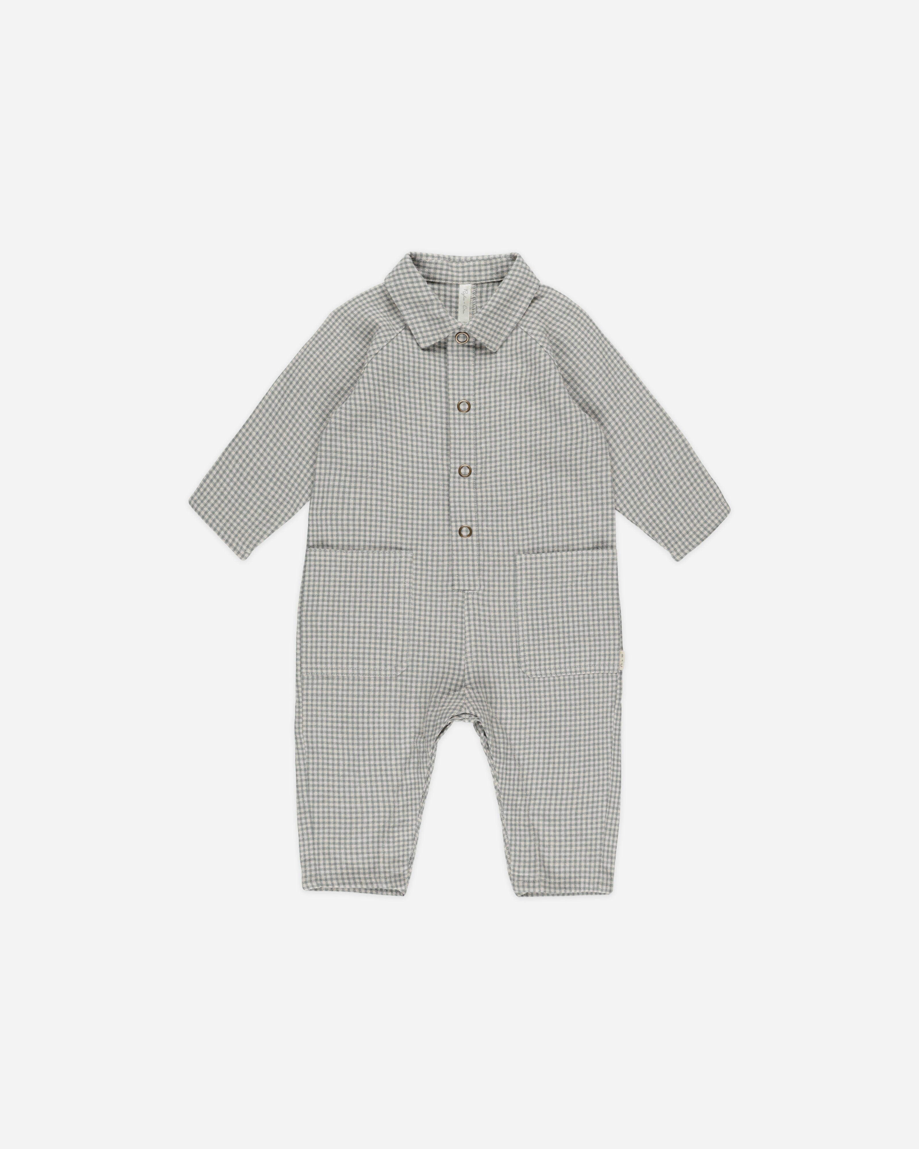 Collared Baby Jumpsuit || Forest Gingham