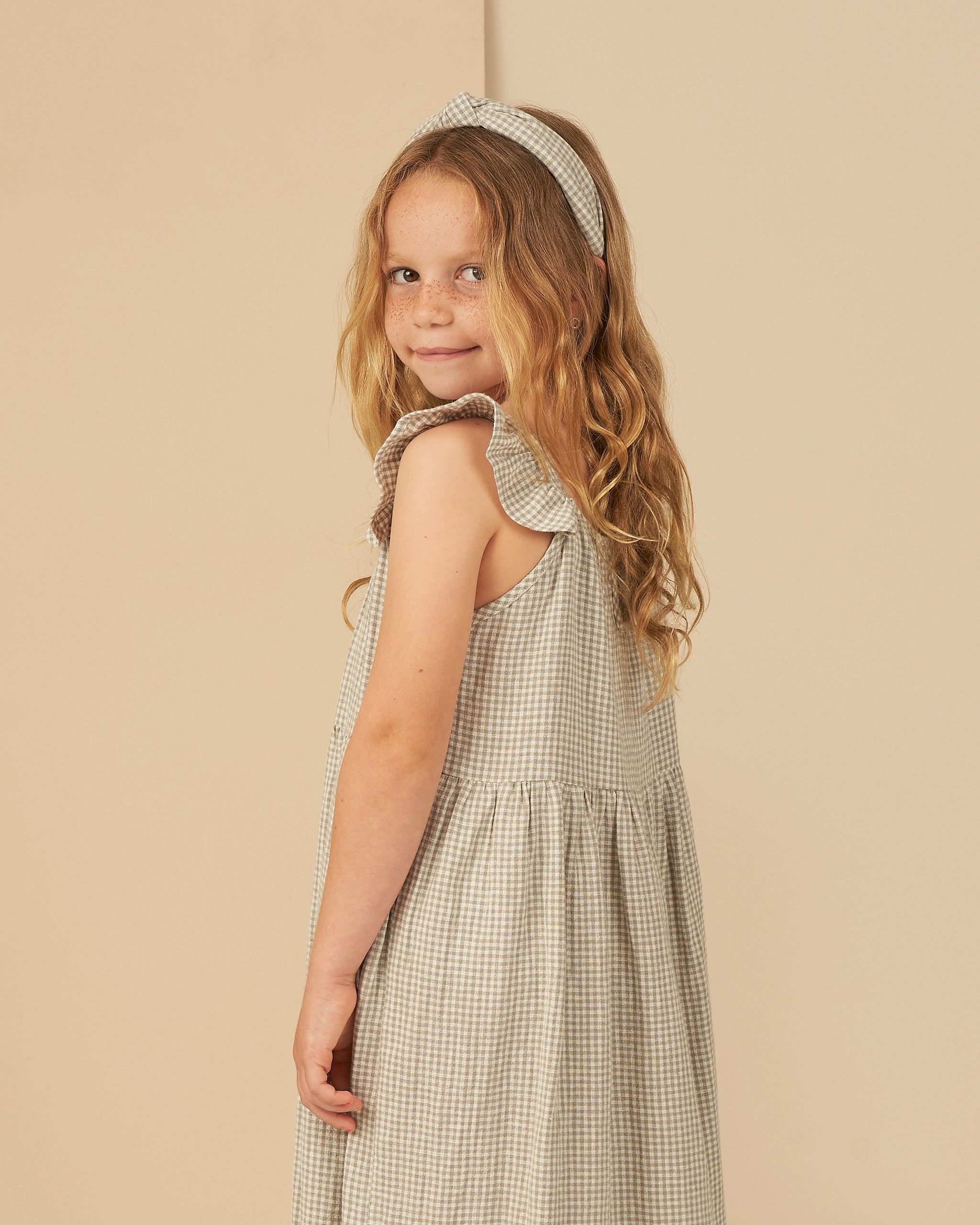 Abbie Tiered Dress || Sage Gingham - Rylee + Cru | Kids Clothes | Trendy Baby Clothes | Modern Infant Outfits |