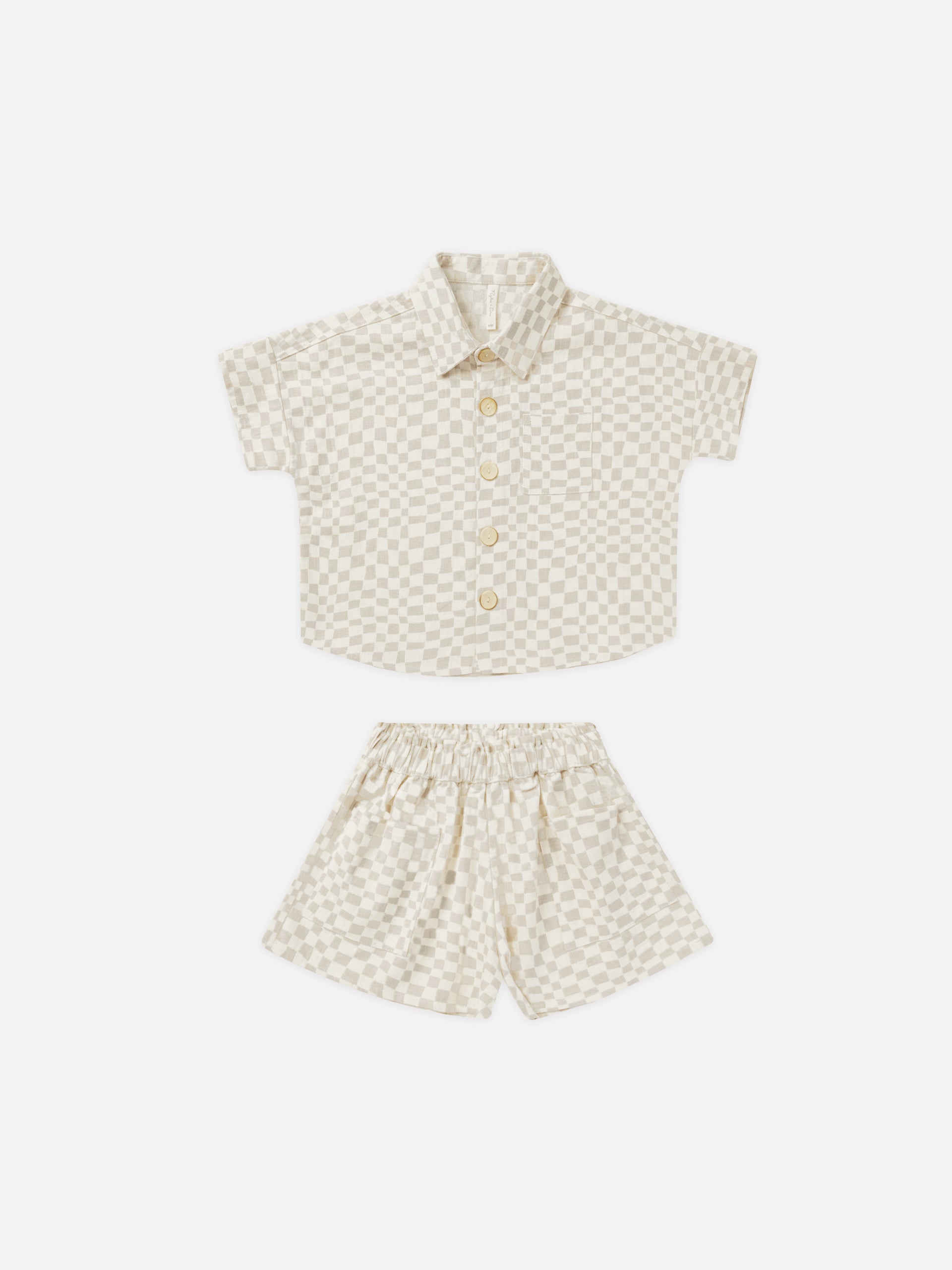 Kelli Set || Dove Check - Rylee + Cru | Kids Clothes | Trendy Baby Clothes | Modern Infant Outfits |