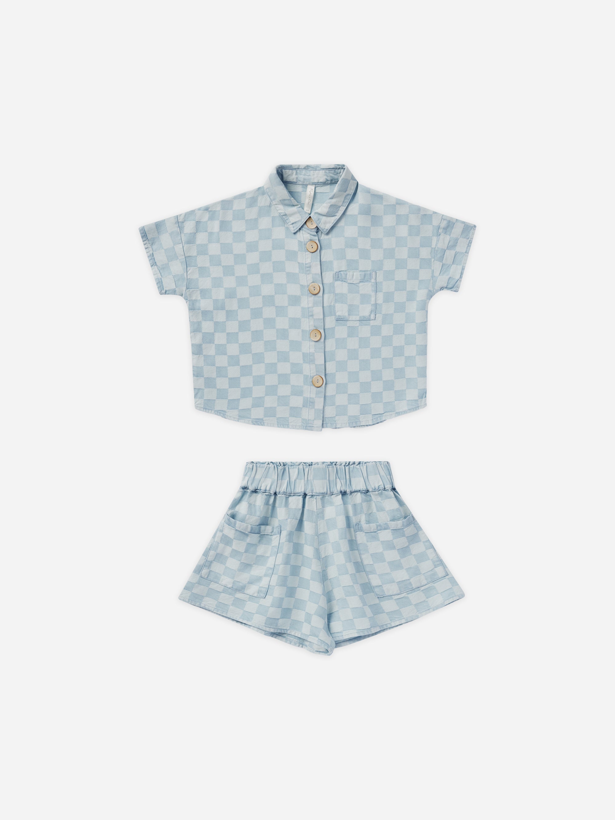 Kelli Set || Blue Check - Rylee + Cru | Kids Clothes | Trendy Baby Clothes | Modern Infant Outfits |