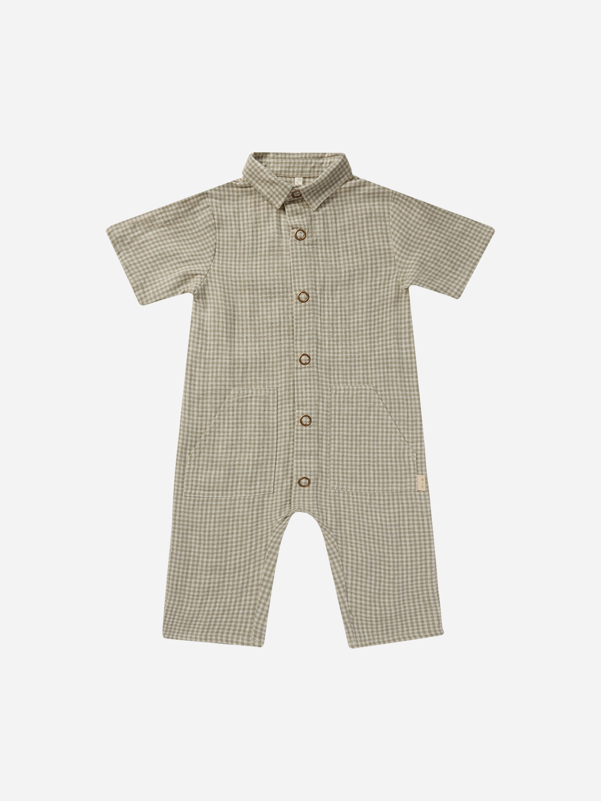 Rhett Jumpsuit || Sage Gingham - Rylee + Cru | Kids Clothes | Trendy Baby Clothes | Modern Infant Outfits |