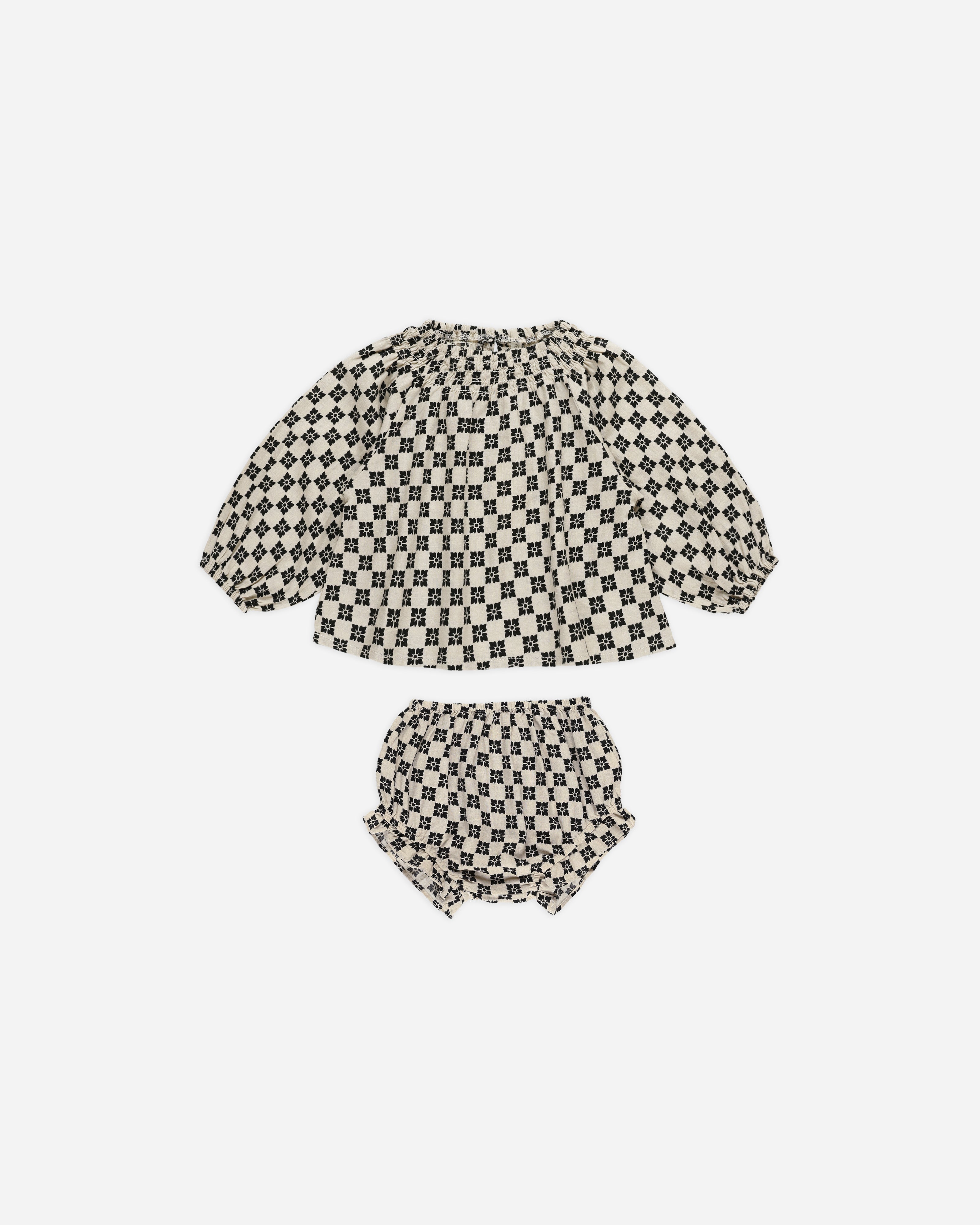 Quincy Blouse Set || Flower Check - Rylee + Cru | Kids Clothes | Trendy Baby Clothes | Modern Infant Outfits |