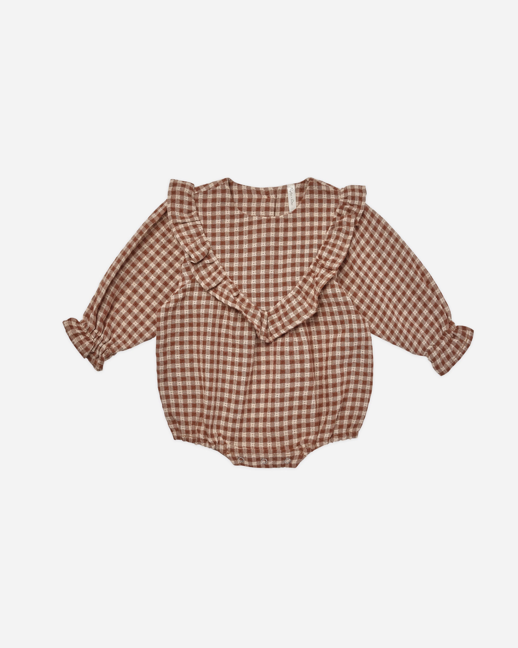 Winnie Romper || Brown Gingham - Rylee + Cru | Kids Clothes | Trendy Baby Clothes | Modern Infant Outfits |