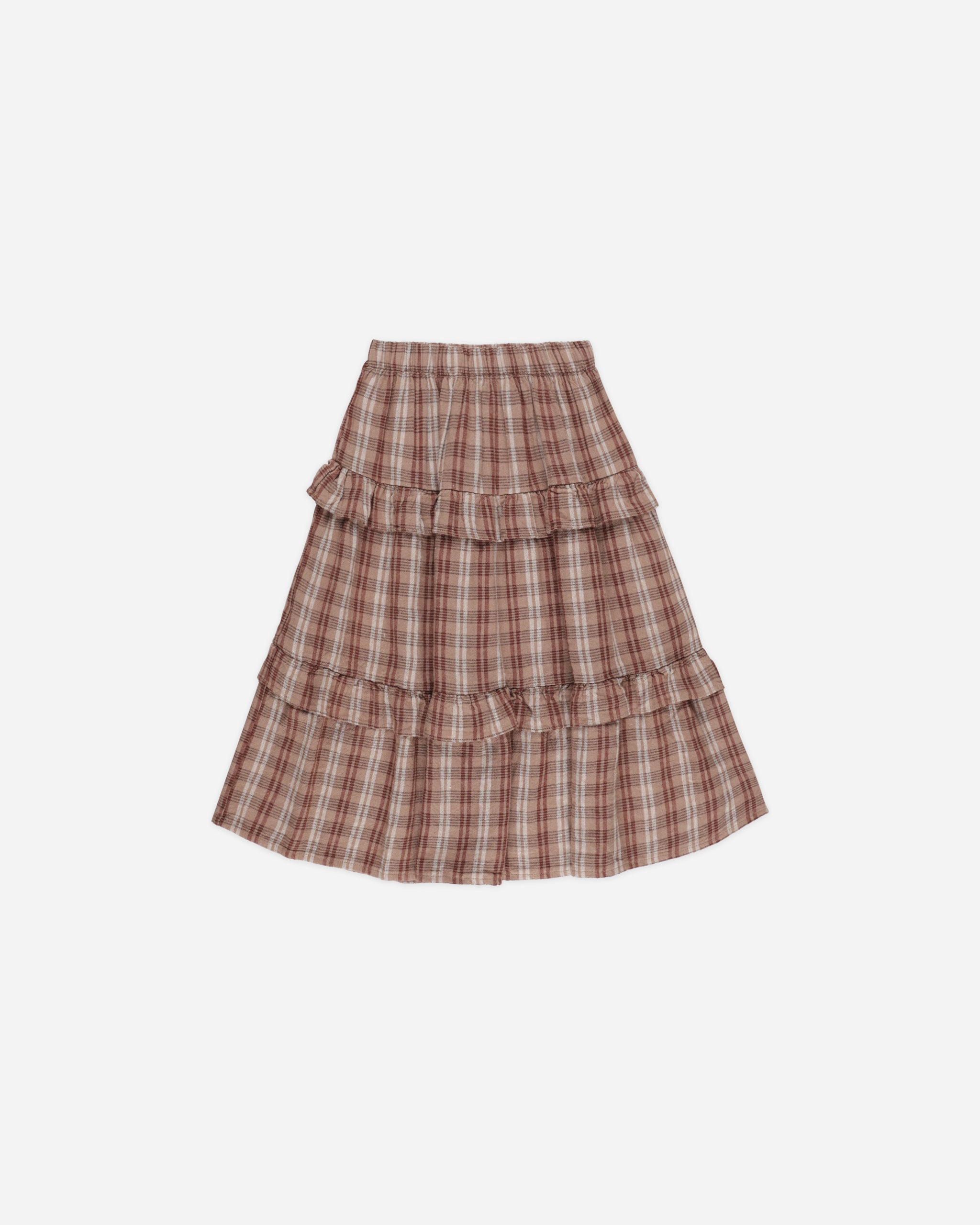 Ruffled Midi Skirt || Autumn Plaid