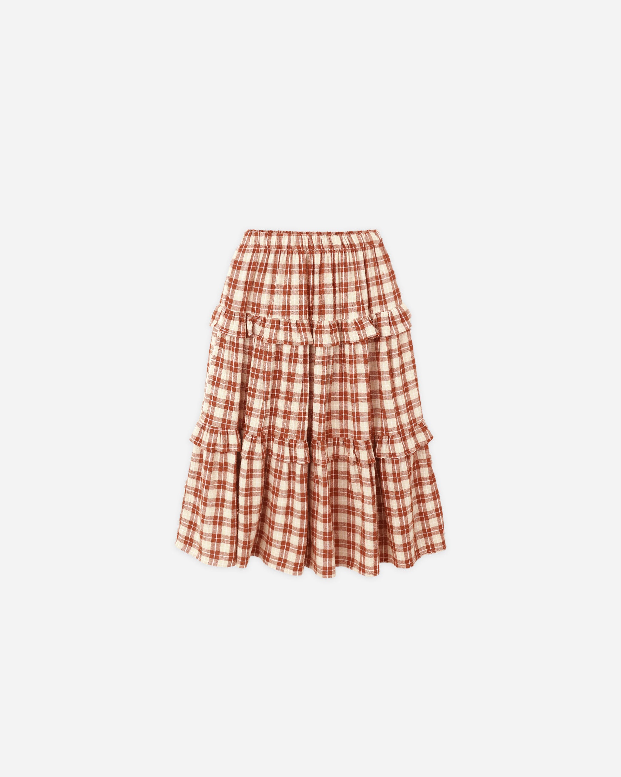 Ruffled Midi Skirt || Red Plaid - Rylee + Cru | Kids Clothes | Trendy Baby Clothes | Modern Infant Outfits |