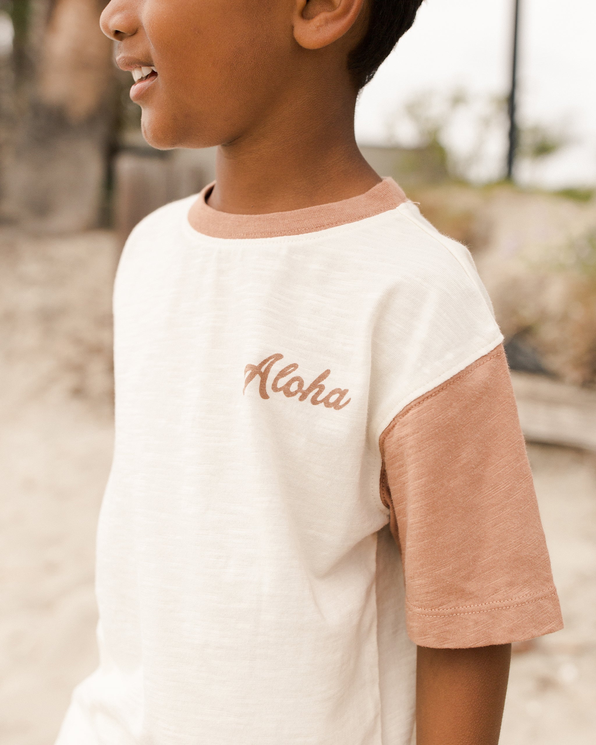 Contrast Short Sleeve Tee || Aloha - Rylee + Cru | Kids Clothes | Trendy Baby Clothes | Modern Infant Outfits |