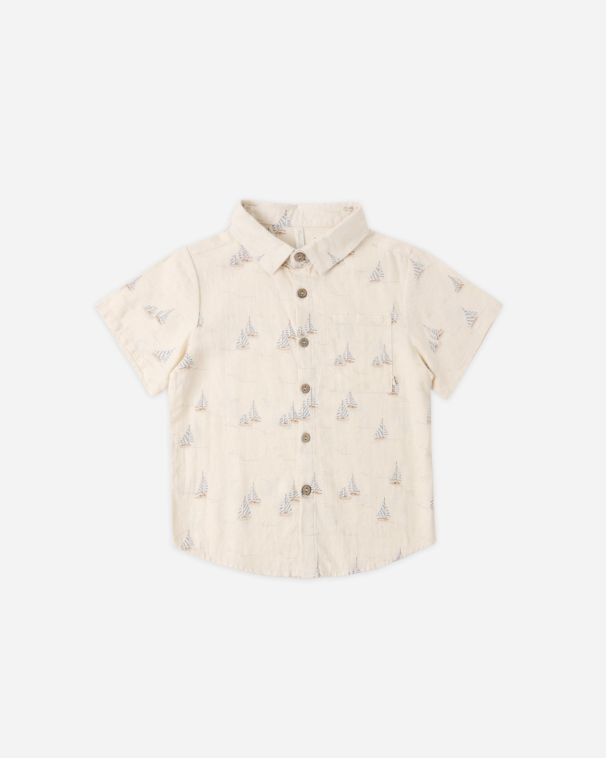 Collared Short Sleeve Shirt Sail - Rylee + Cru | Kids Clothes | Trendy Baby Clothes | Modern Infant Outfits |