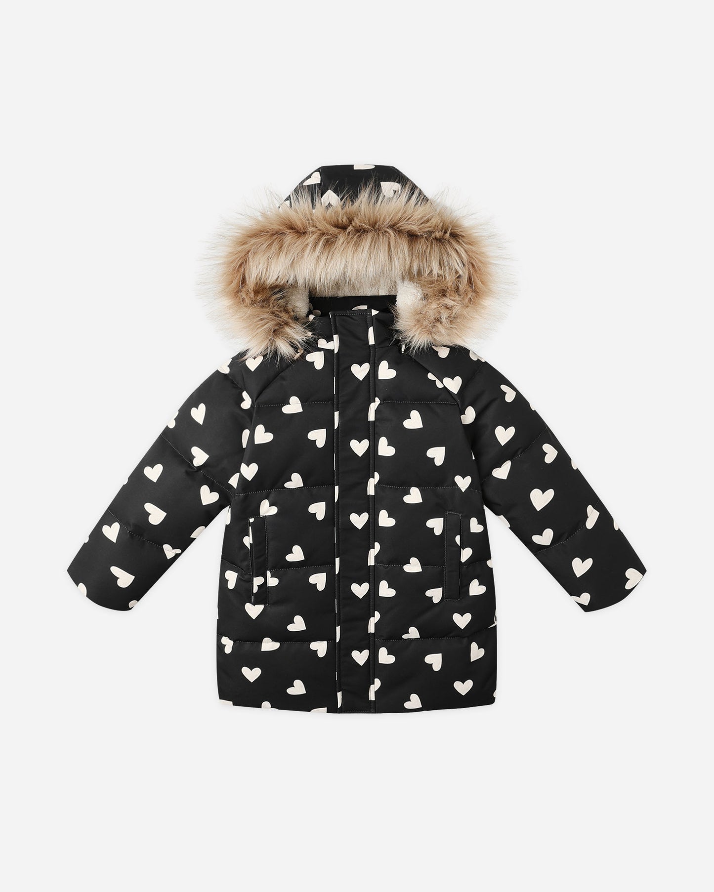 Long Down Puffer Jacket || Hearts - Rylee + Cru | Kids Clothes | Trendy Baby Clothes | Modern Infant Outfits |