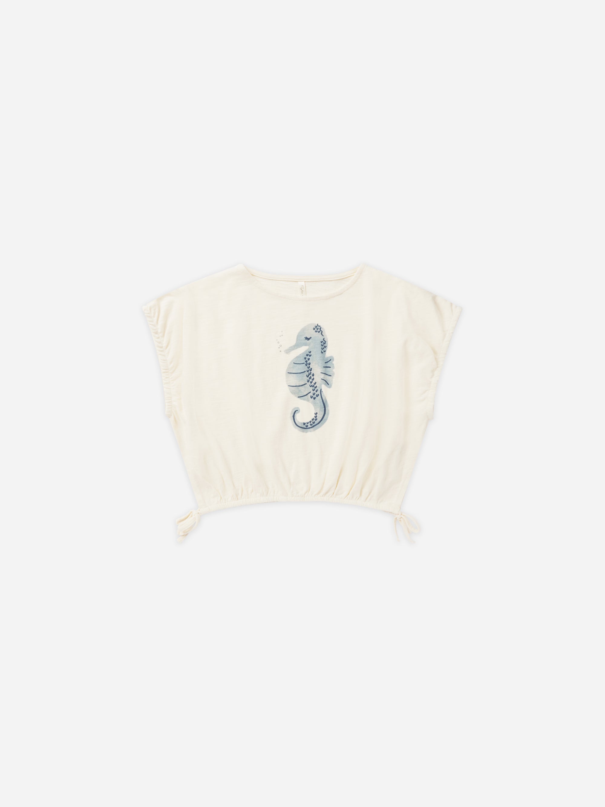 Cropped Cinched Tee || Seahorse - Rylee + Cru | Kids Clothes | Trendy Baby Clothes | Modern Infant Outfits |