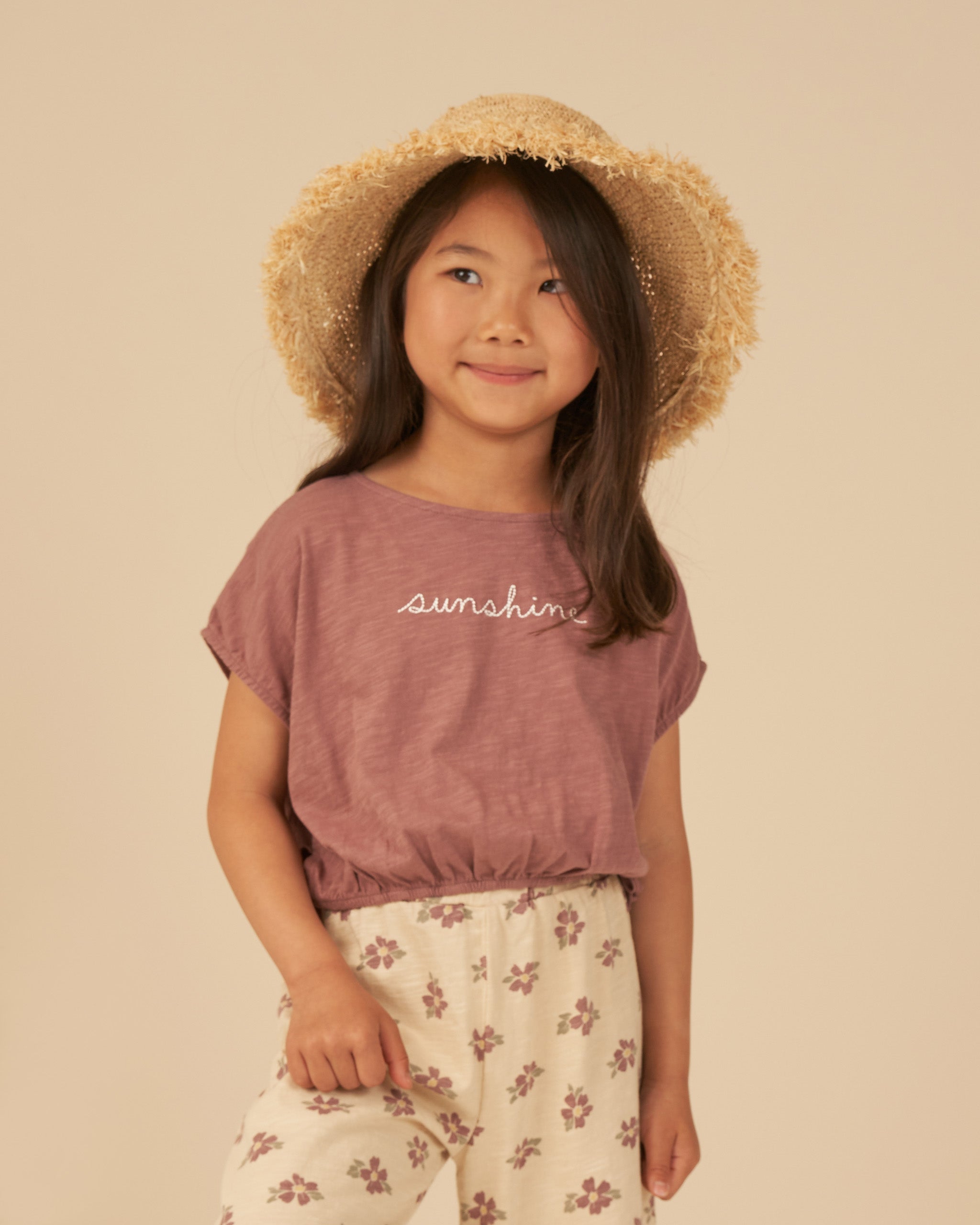 Cropped Cinched Tee || Sunshine - Rylee + Cru | Kids Clothes | Trendy Baby Clothes | Modern Infant Outfits |