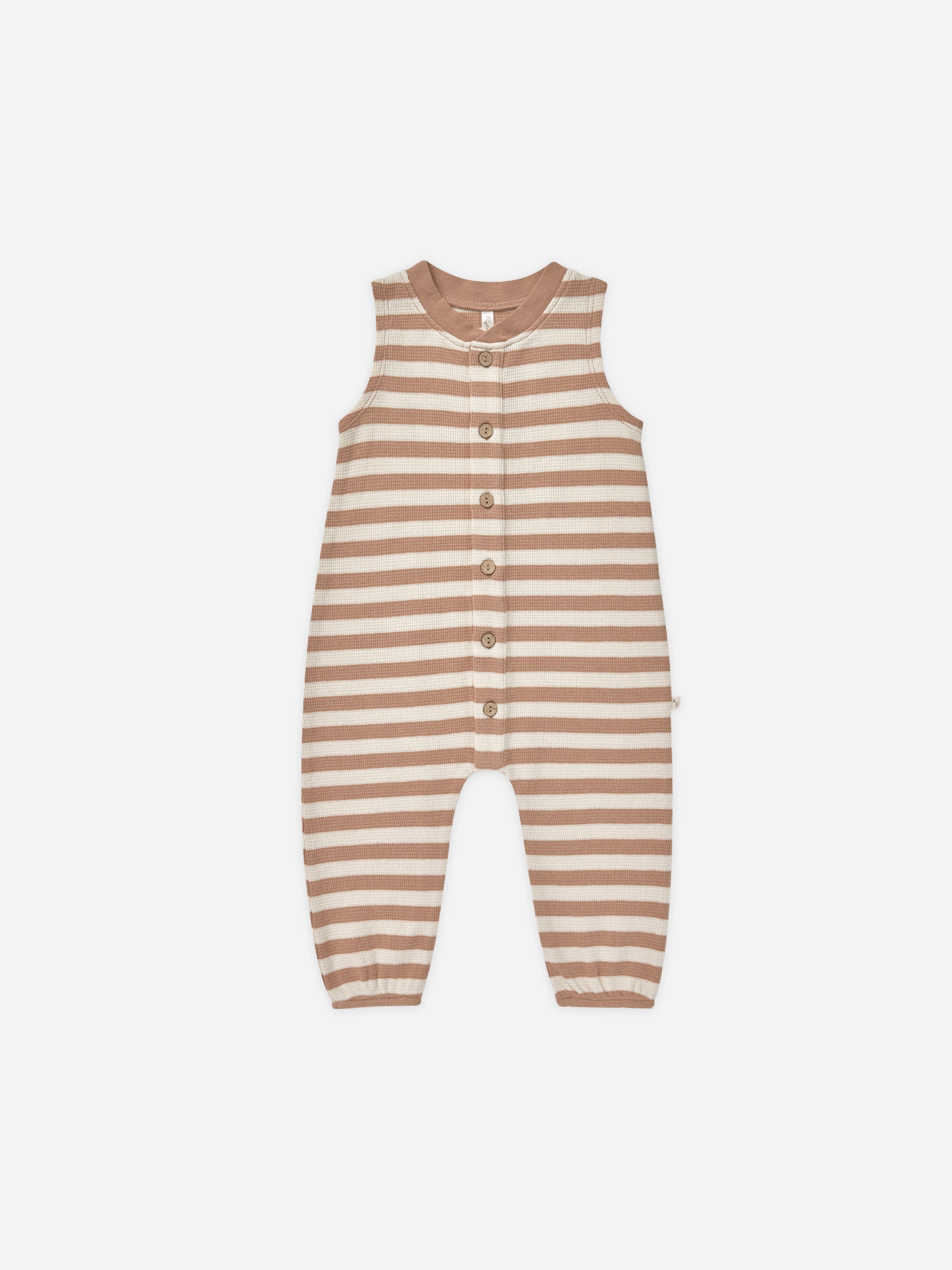 Summer Waffle Jumpsuit || Clay Stripe - Rylee + Cru | Kids Clothes | Trendy Baby Clothes | Modern Infant Outfits |