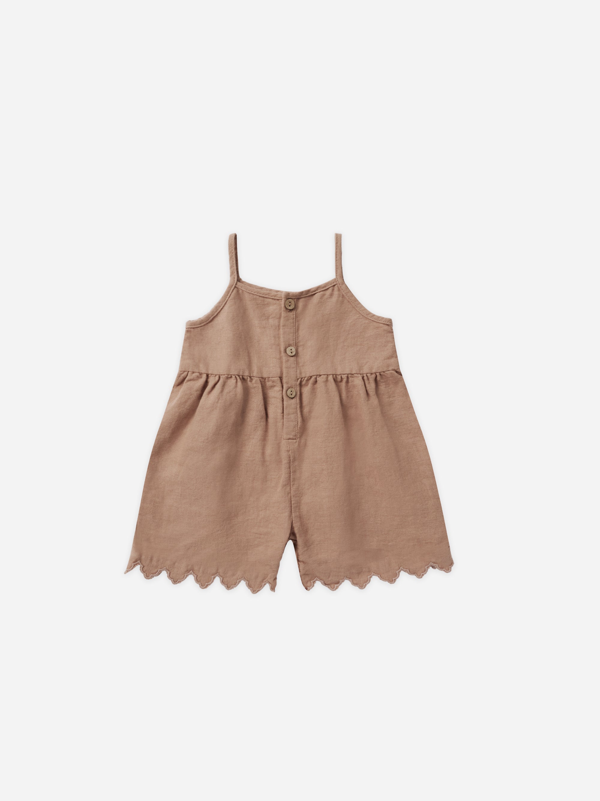 Button Romper || Clay - Rylee + Cru | Kids Clothes | Trendy Baby Clothes | Modern Infant Outfits |