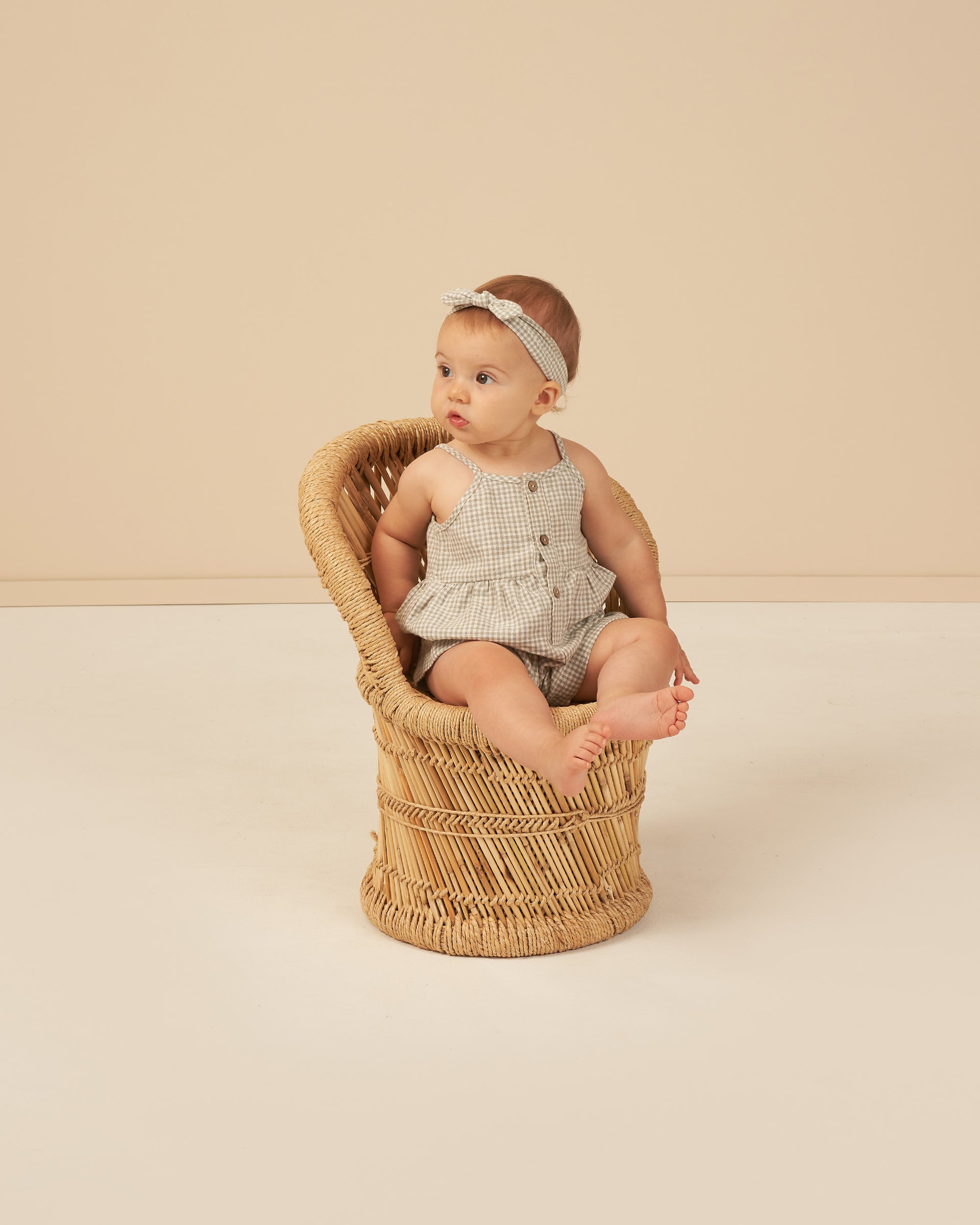 Rylee + Cru Mavrick Romper in Marine Gingham main image 1