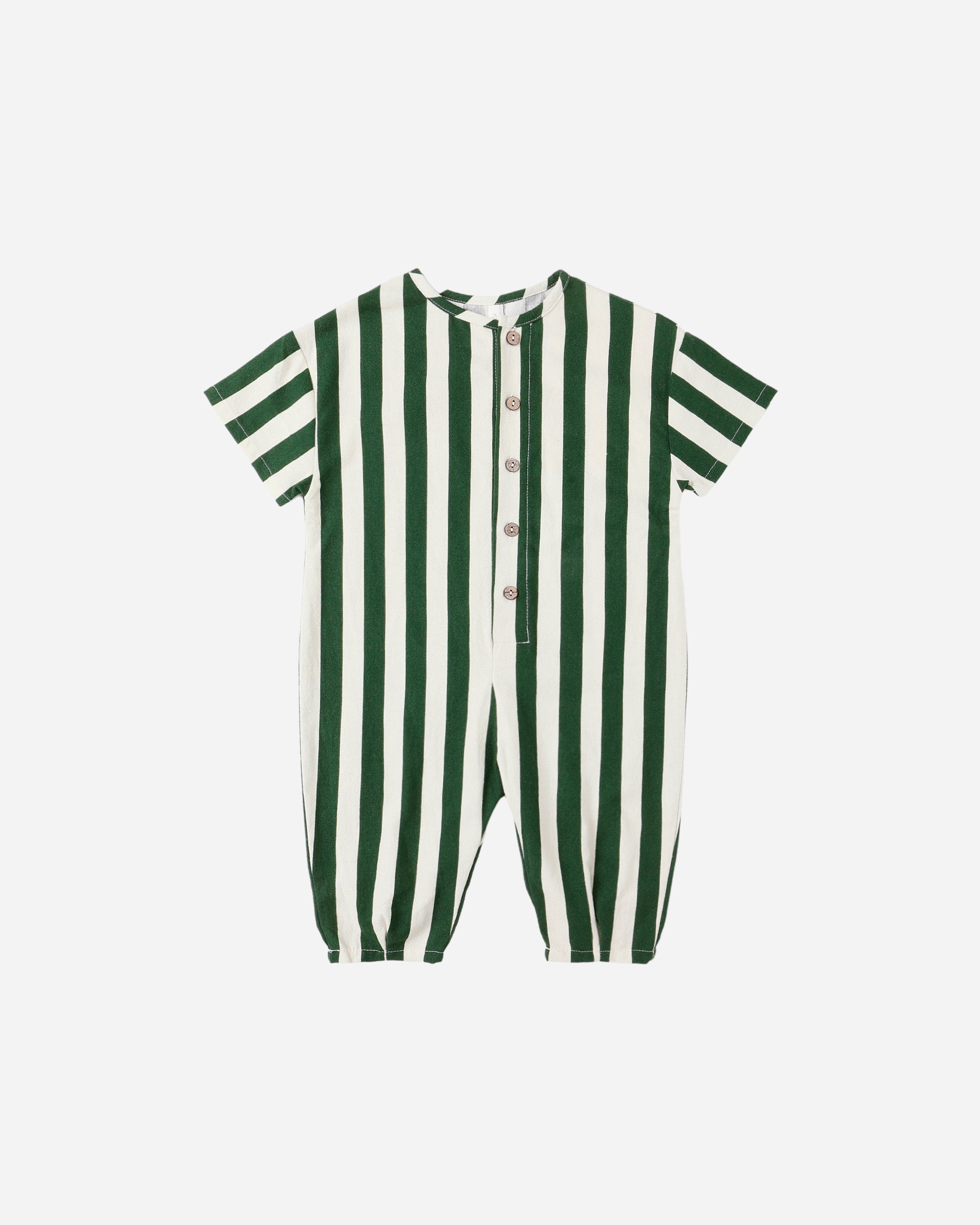 Hayes Jumpsuit || Green Stripe - Rylee + Cru | Kids Clothes | Trendy Baby Clothes | Modern Infant Outfits |