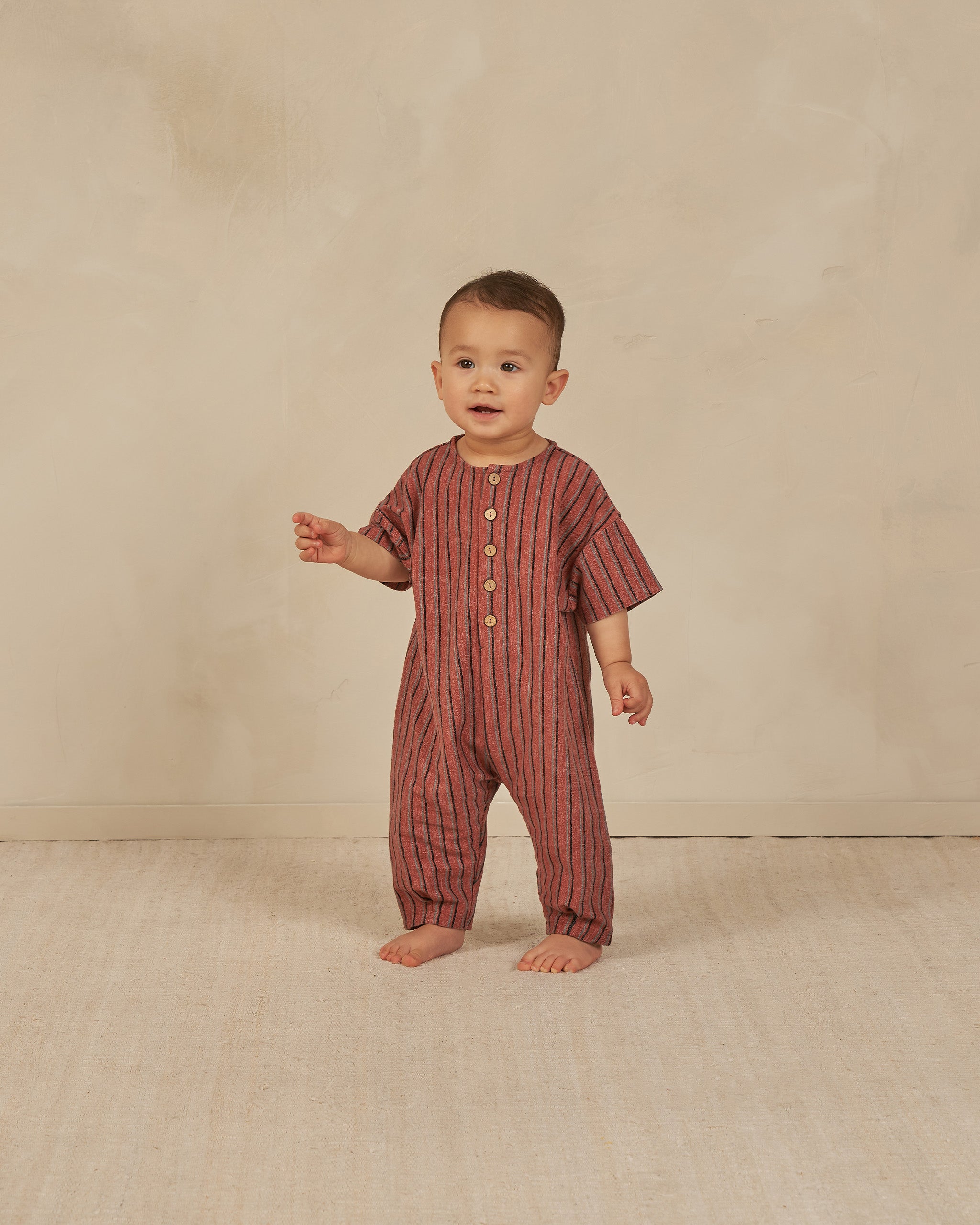 Hayes Jumpsuit || Red Multi-Stripe - Rylee + Cru | Kids Clothes | Trendy Baby Clothes | Modern Infant Outfits |