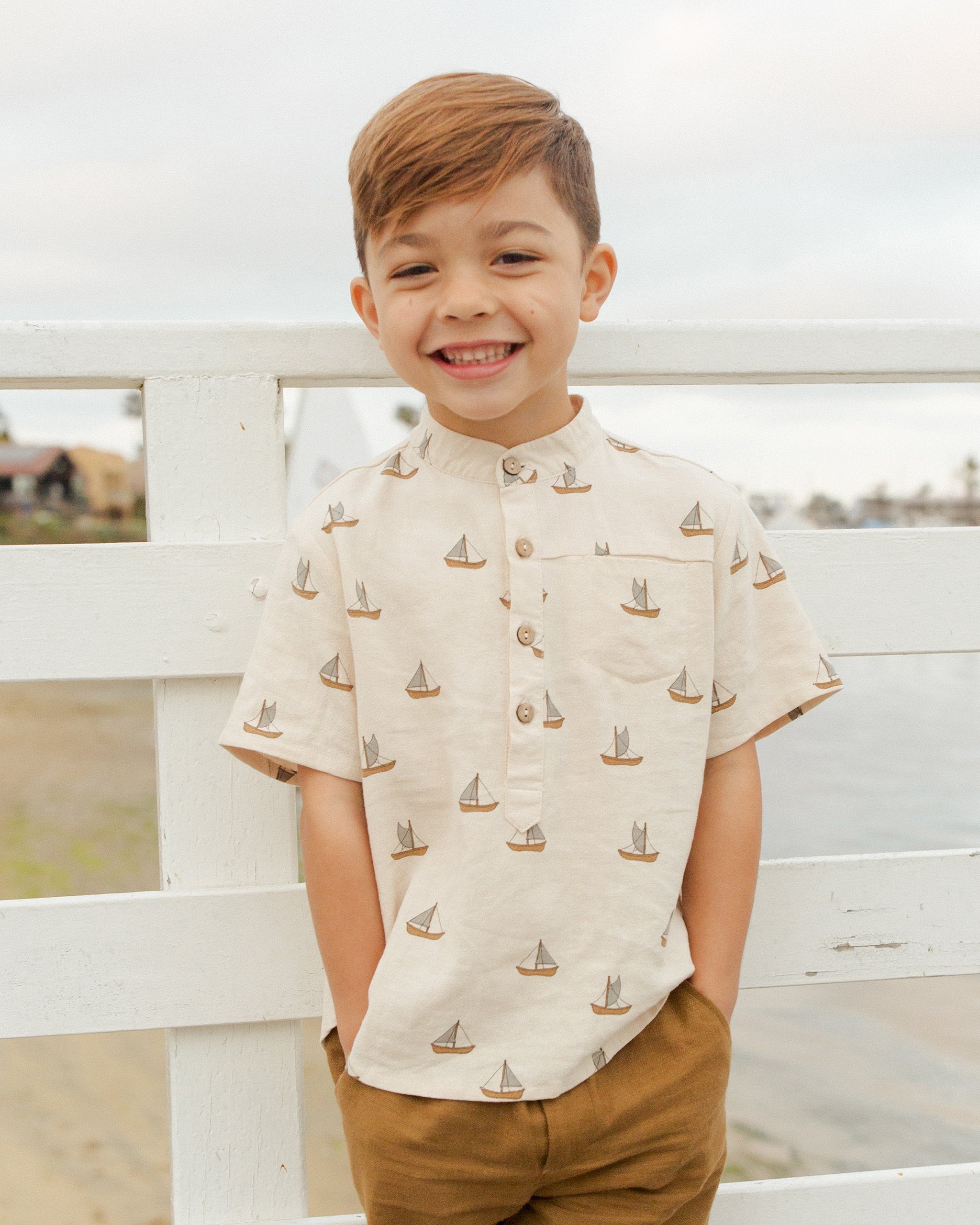 Mason Shirt || Sailboats - Rylee + Cru | Kids Clothes | Trendy Baby Clothes | Modern Infant Outfits |