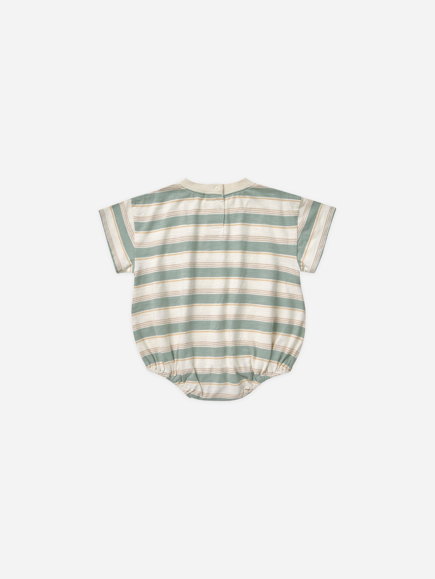 Relaxed Bubble Romper || Aqua Stripe - Rylee + Cru | Kids Clothes | Trendy Baby Clothes | Modern Infant Outfits |