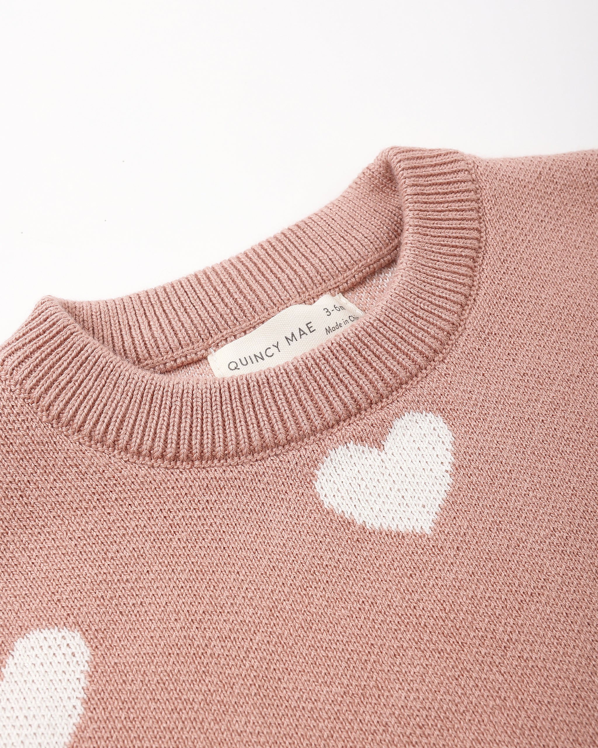 Heart Knit Sweater Pink – Quincy Mae