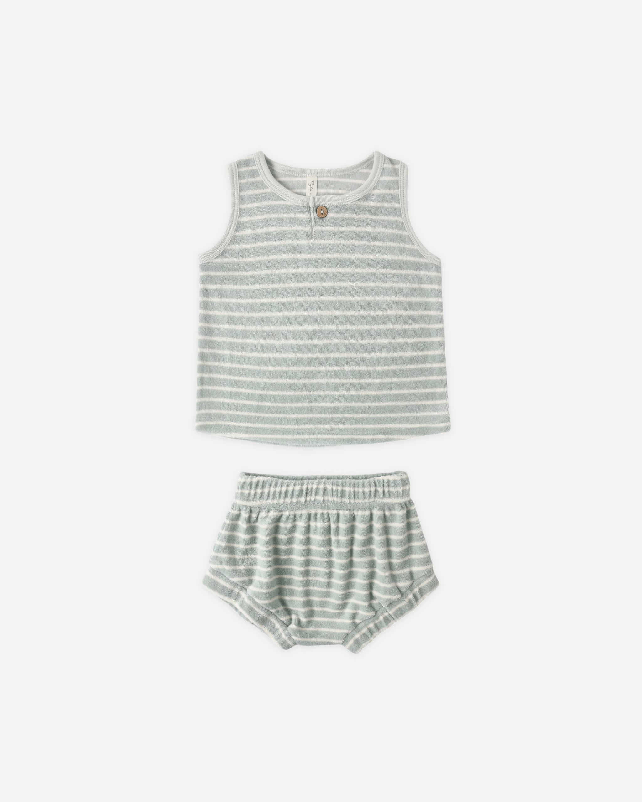 Baby Tank Set Seafoam Terry Stripe