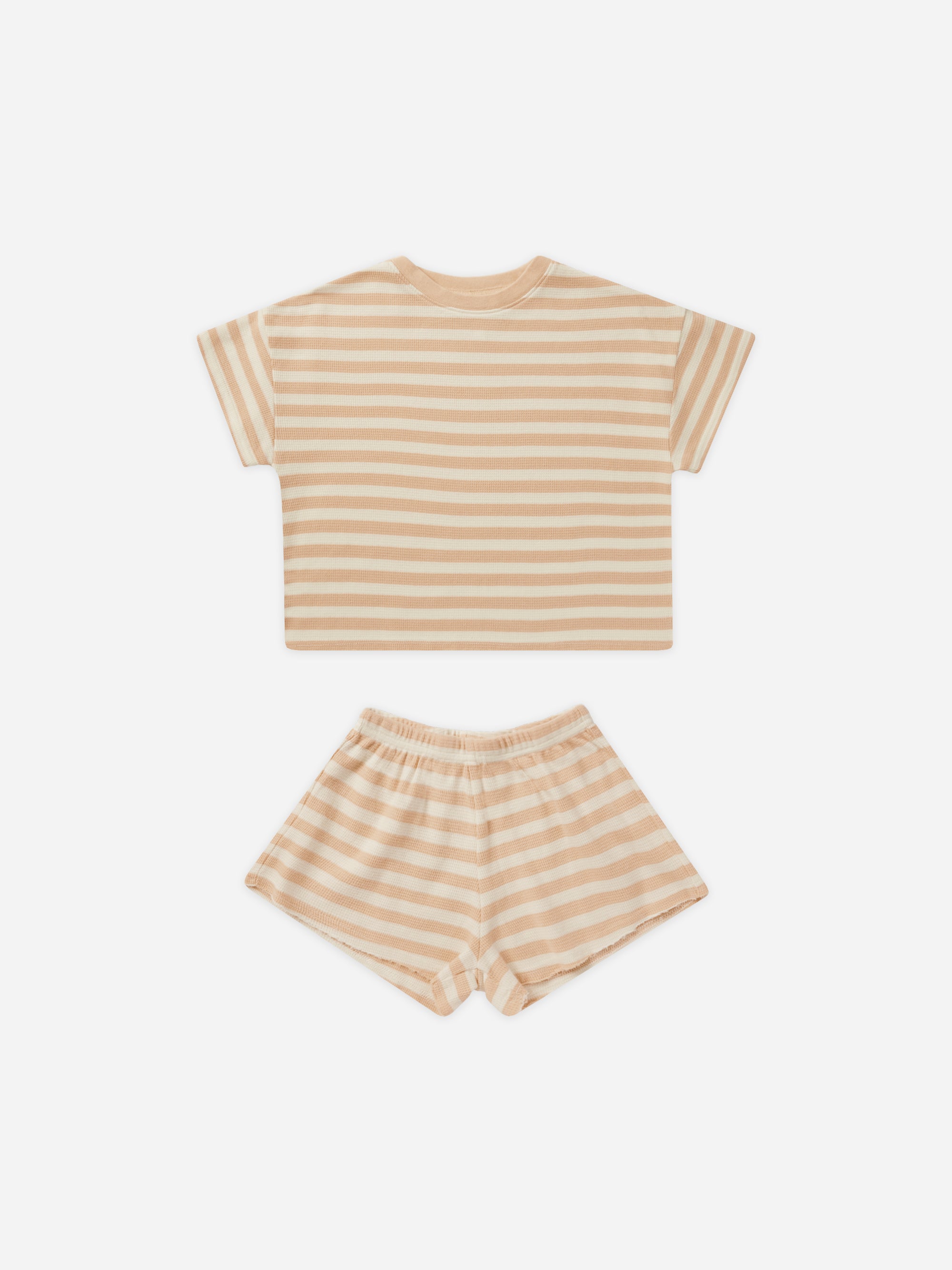 Summer Waffle Set || Apricot Stripe - Rylee + Cru | Kids Clothes | Trendy Baby Clothes | Modern Infant Outfits |