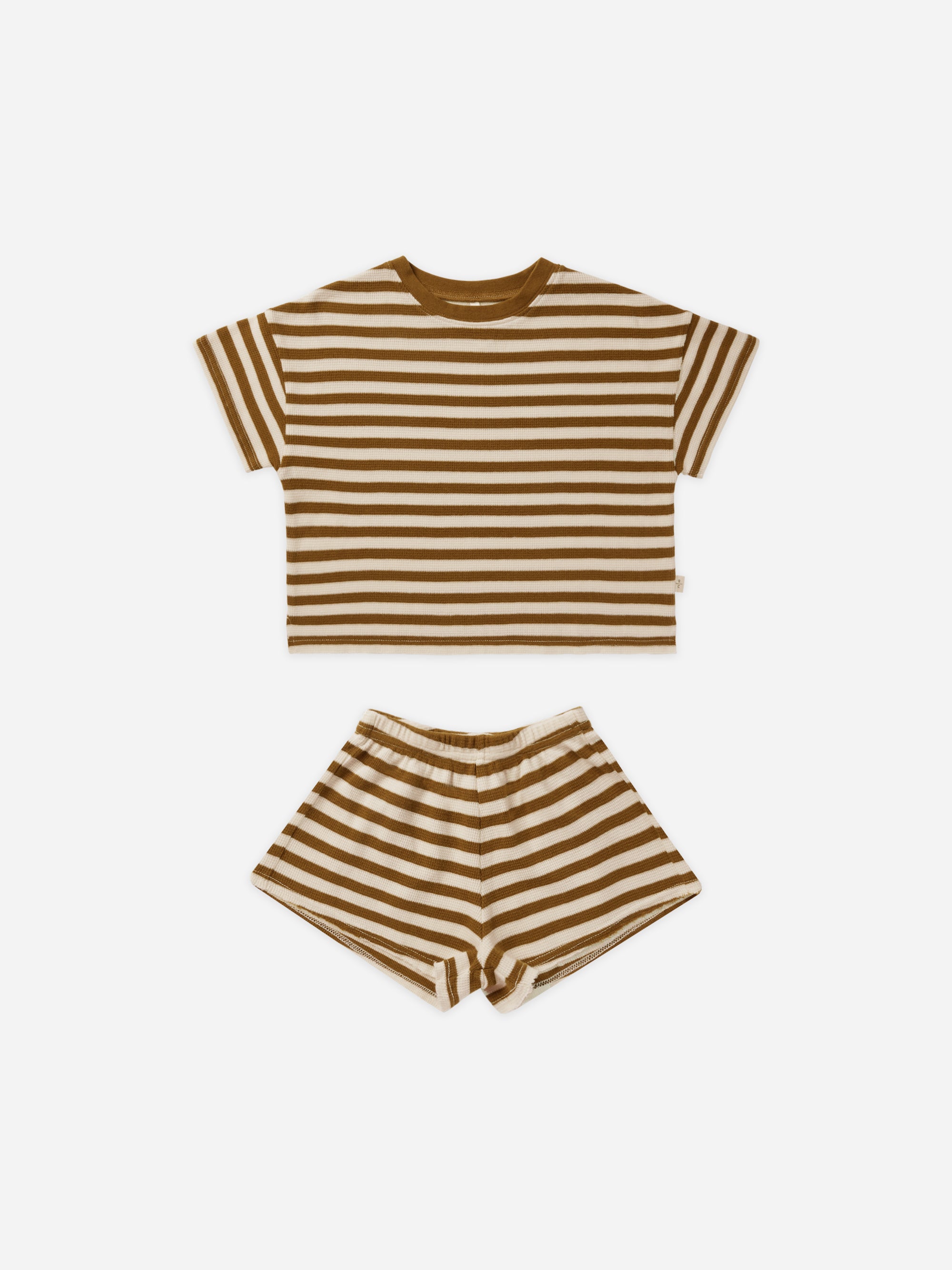 Summer Waffle Set || Saddle Stripe - Rylee + Cru | Kids Clothes | Trendy Baby Clothes | Modern Infant Outfits |