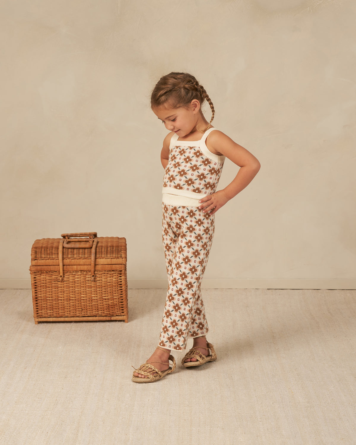 Rylee + Cru Crocheted Pink, Cream and Beige Striped Set, 12 years main image 1