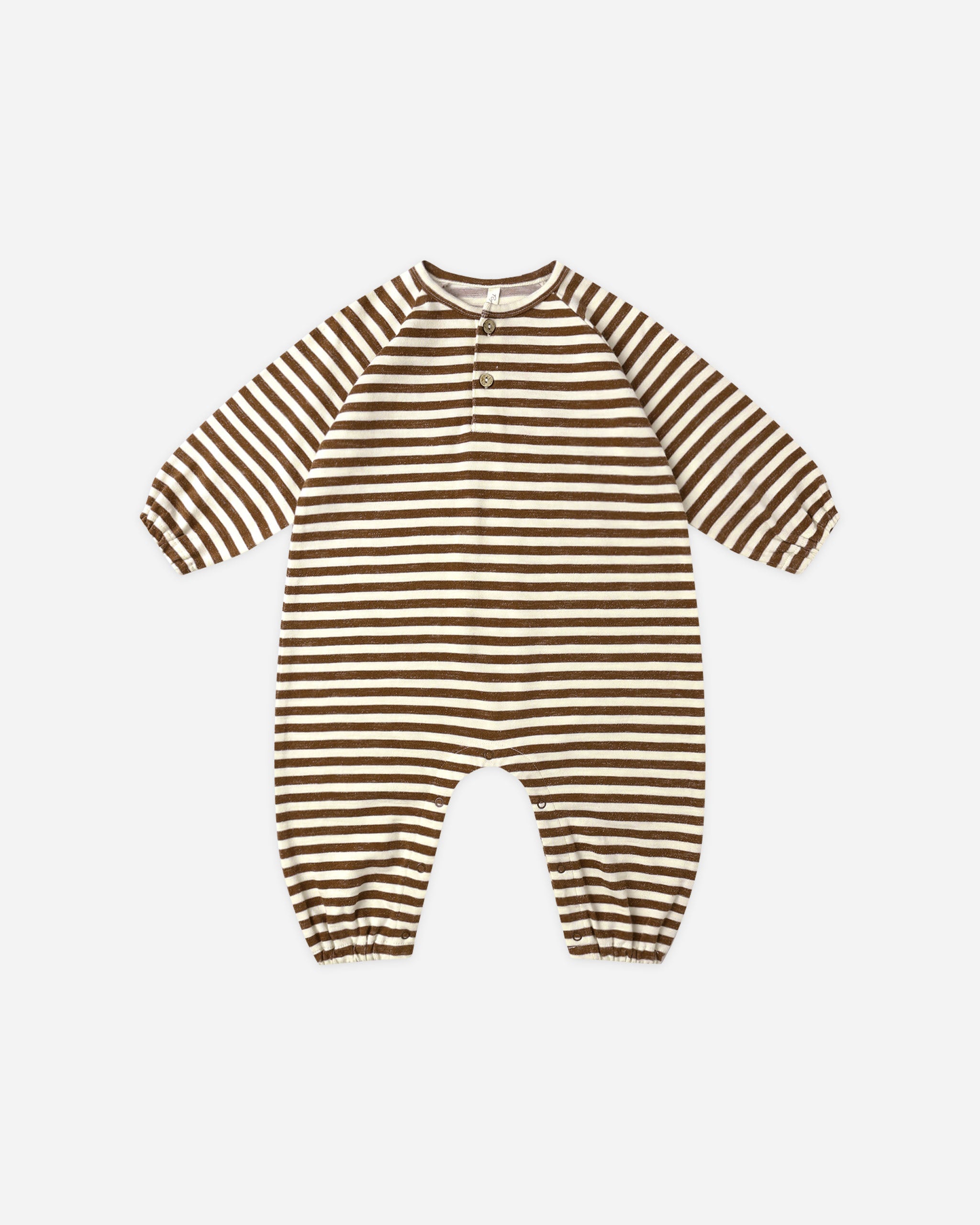 Henley Jumpsuit || Brown Stripe - Rylee + Cru | Kids Clothes | Trendy Baby Clothes | Modern Infant Outfits |