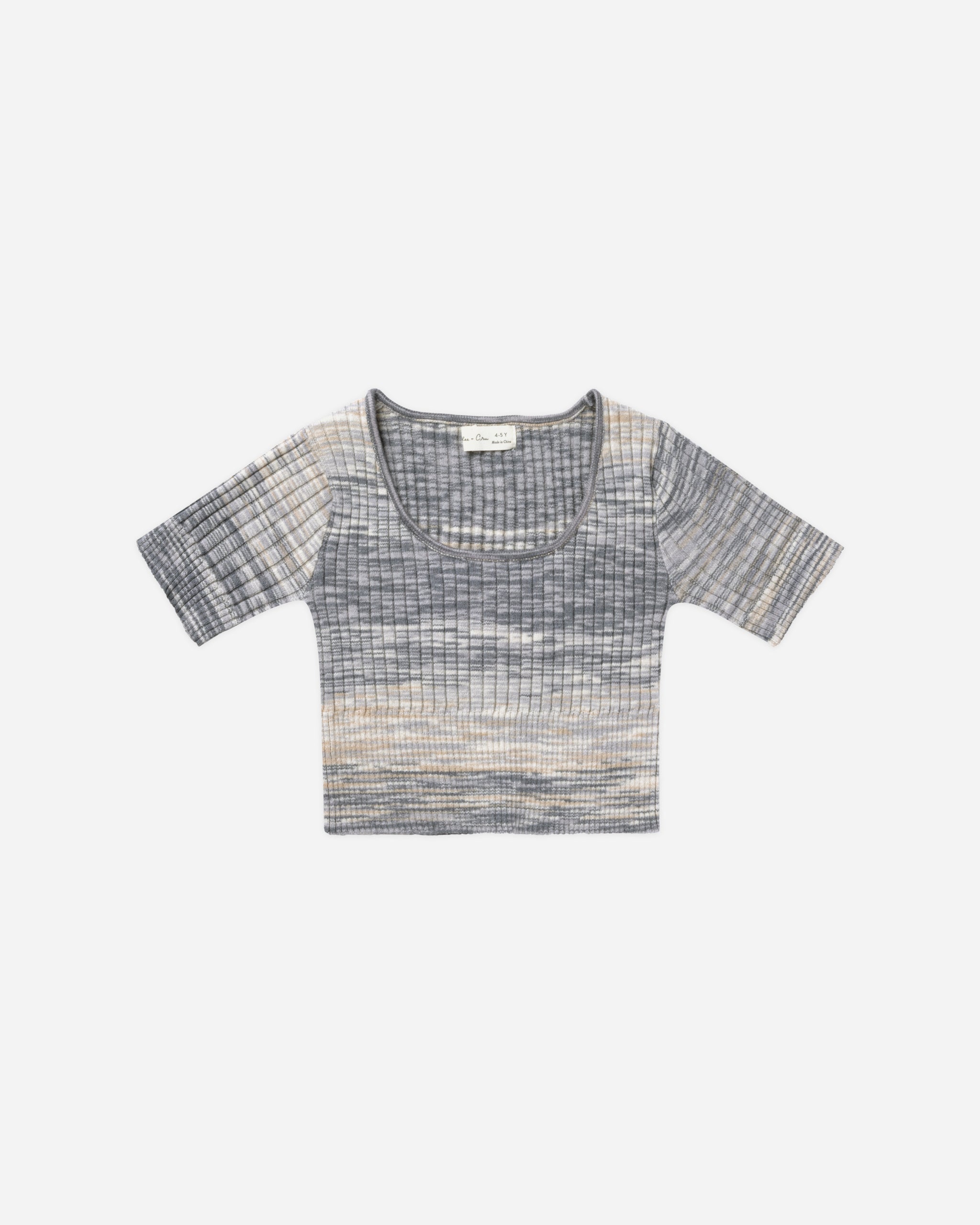 Square Neck Rib Tee || Heathered Blue - Rylee + Cru | Kids Clothes | Trendy Baby Clothes | Modern Infant Outfits |