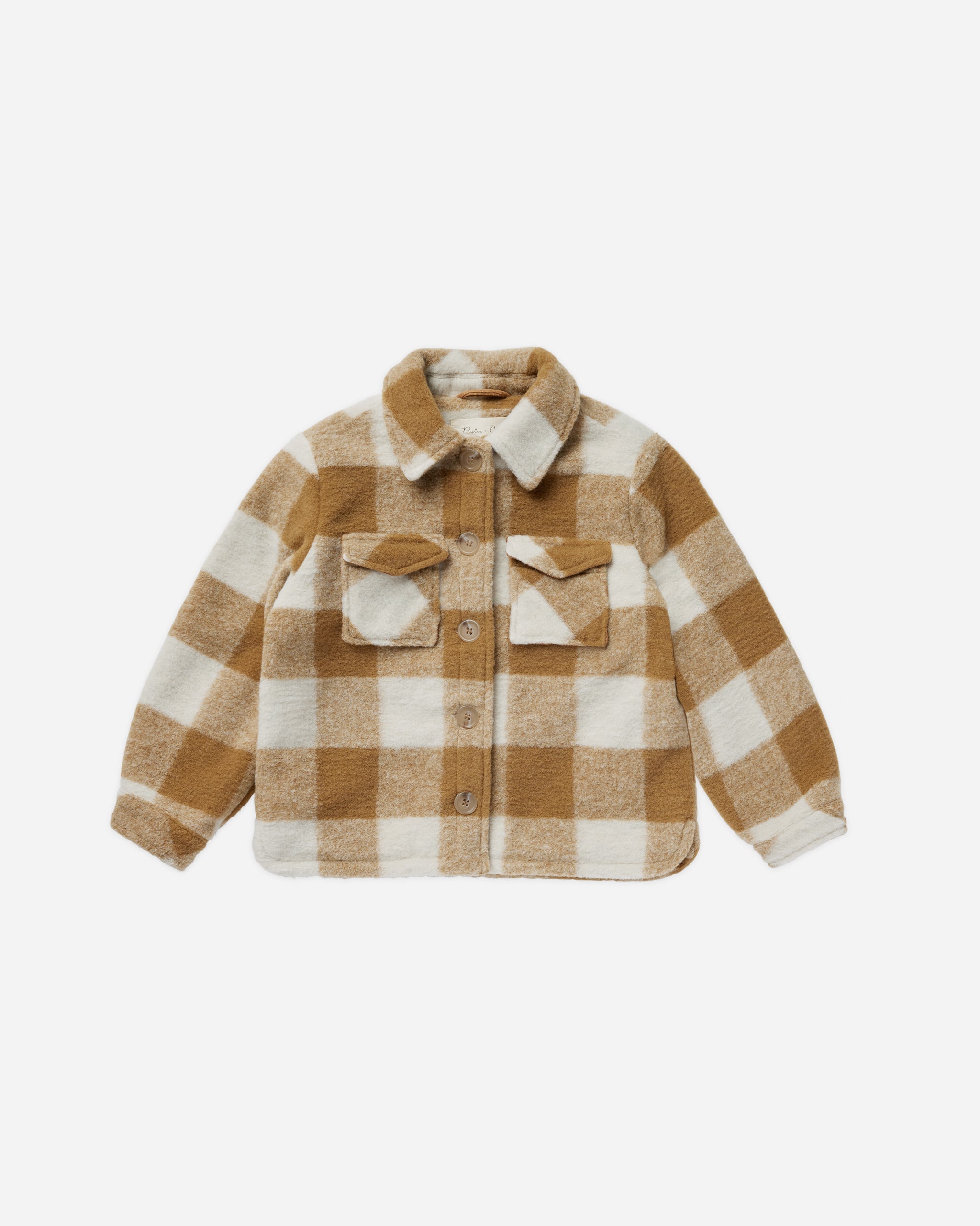 Shearling Chore Coat || Brass Checker - Rylee + Cru | Kids Clothes | Trendy Baby Clothes | Modern Infant Outfits |