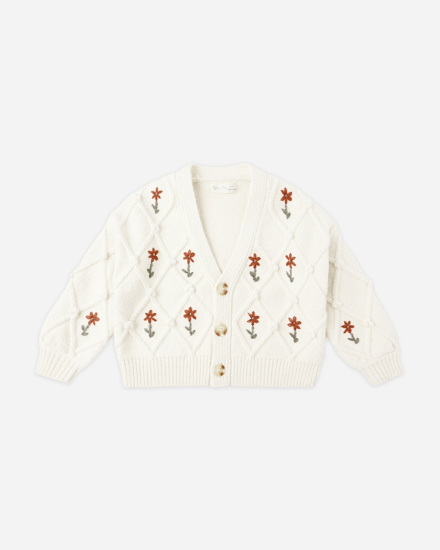 Boxy Crop Cardigan || Winter Daisy Embroidery - Rylee + Cru | Kids Clothes | Trendy Baby Clothes | Modern Infant Outfits |