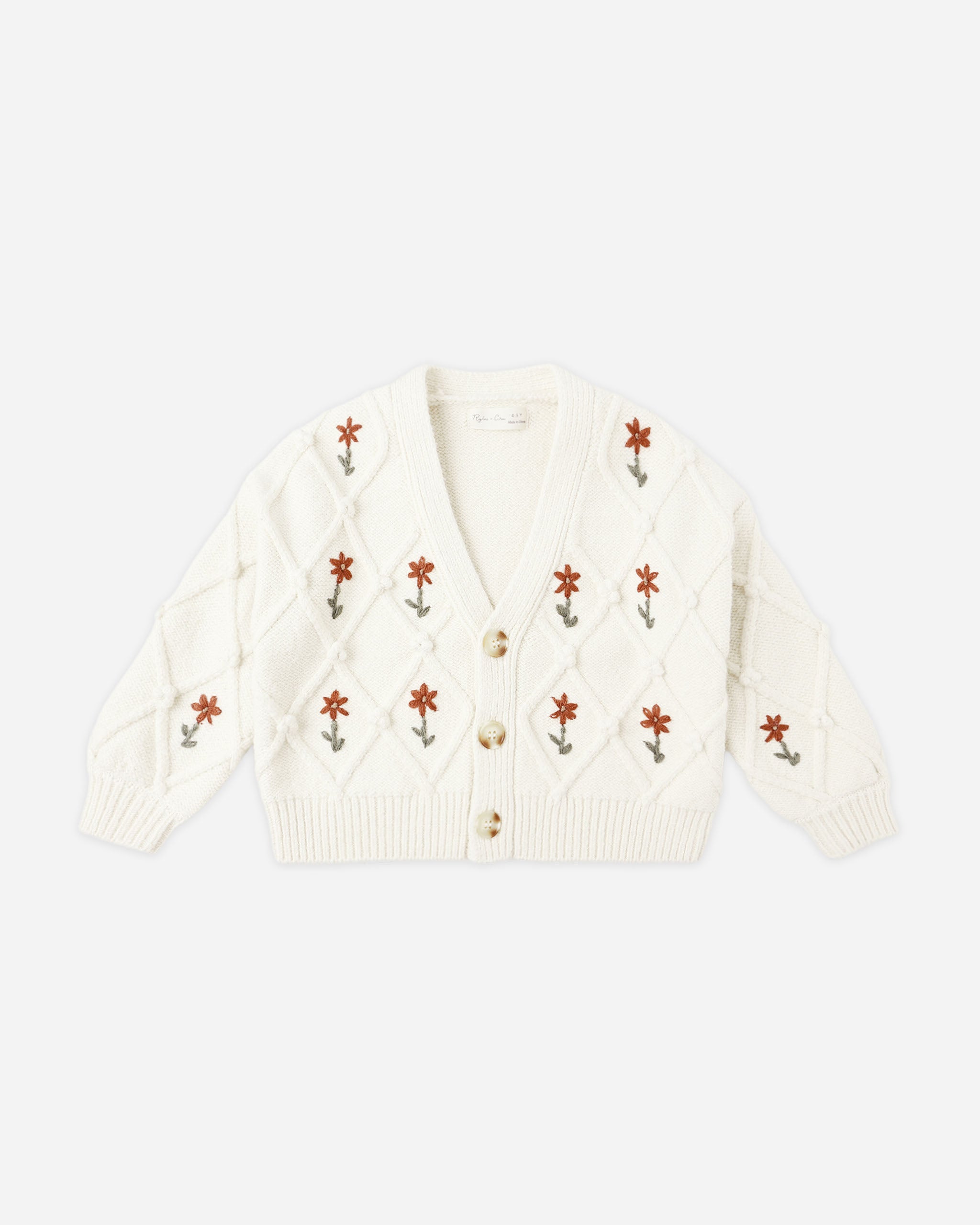 Boxy Crop Cardigan || Winter Daisy Embroidery - Rylee + Cru | Kids Clothes | Trendy Baby Clothes | Modern Infant Outfits |