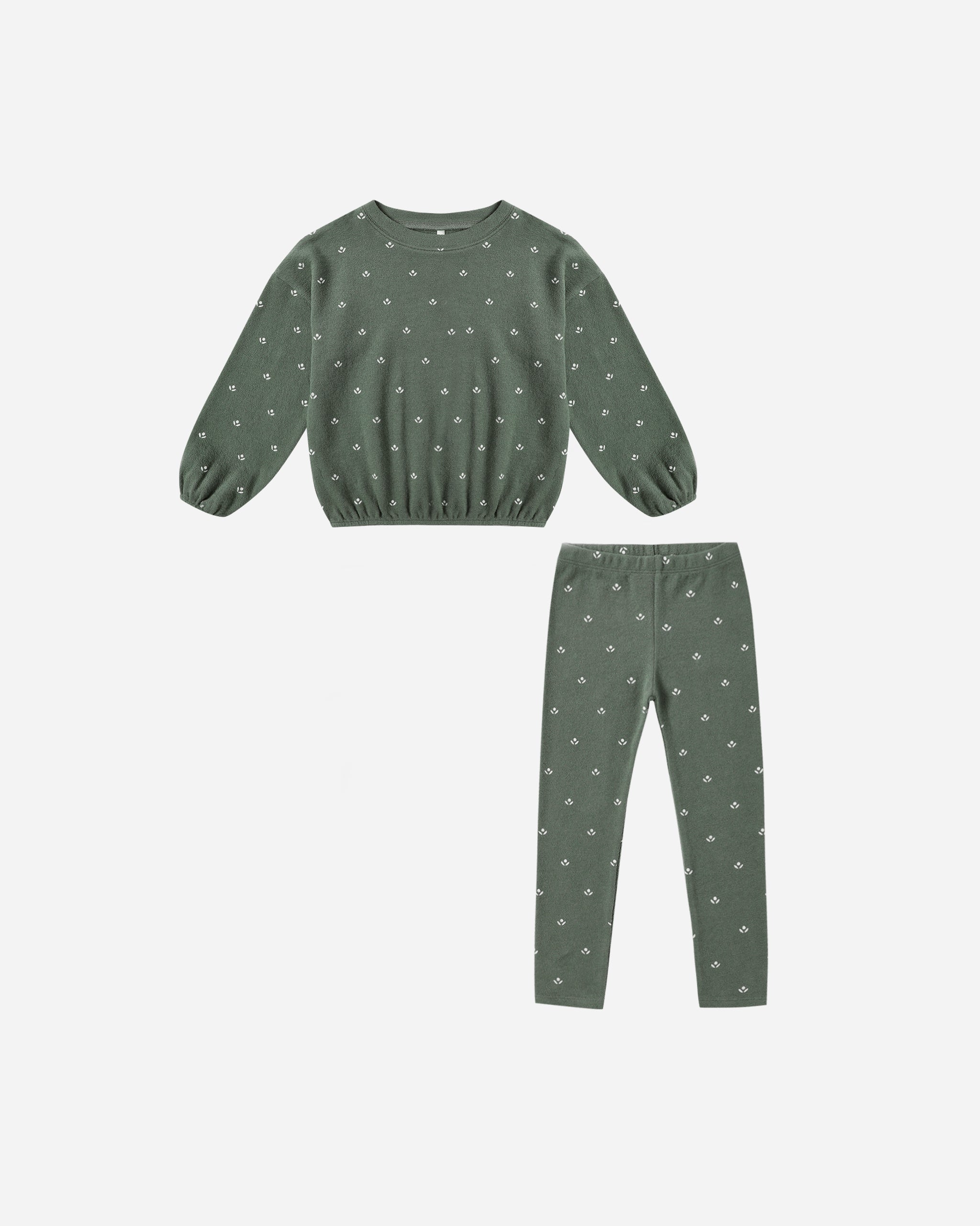 Spongey Knit Set || Evergreen Ditsy - Rylee + Cru | Kids Clothes | Trendy Baby Clothes | Modern Infant Outfits |