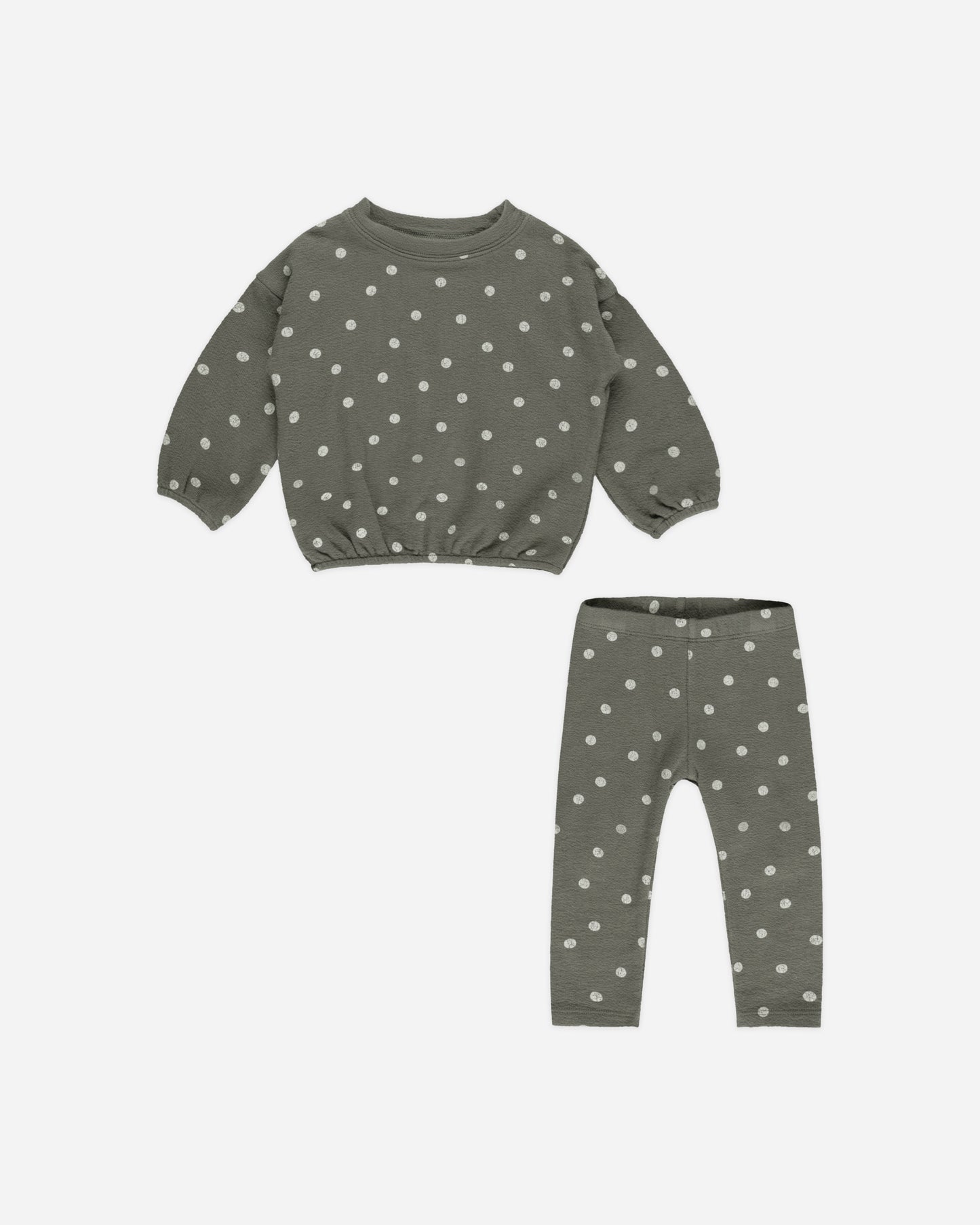 Spongey Knit Set || Forest Polka Dot