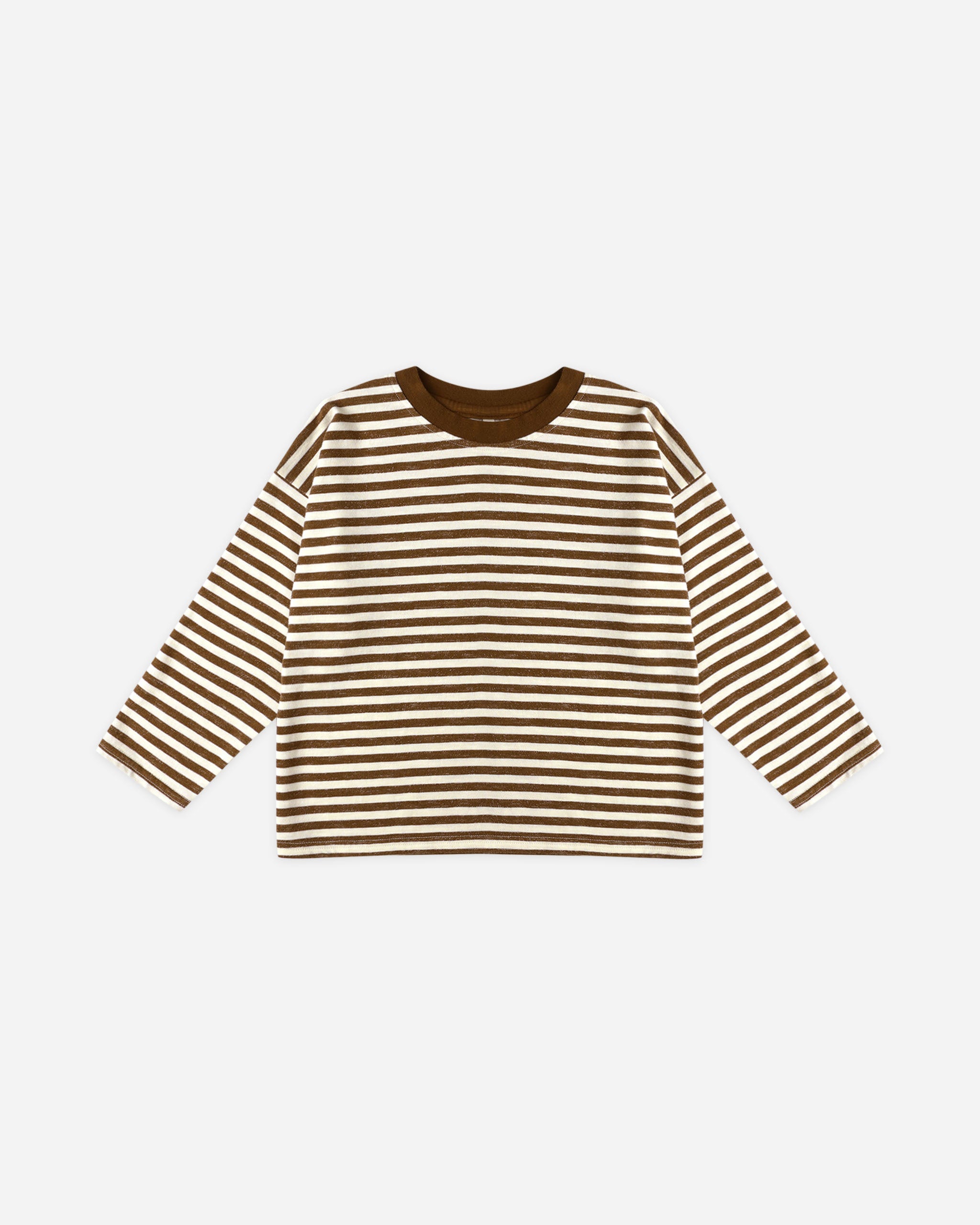 Camden Long Sleeve Tee || Brown Stripe - Rylee + Cru | Kids Clothes | Trendy Baby Clothes | Modern Infant Outfits |