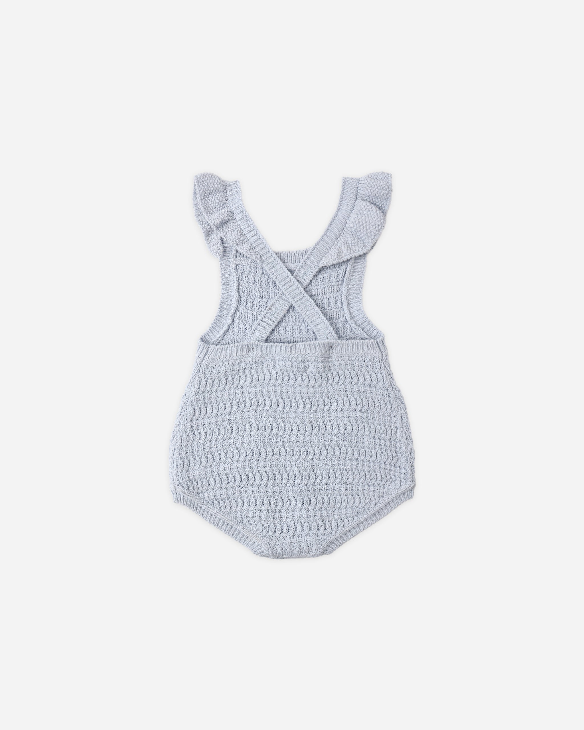 Crochet Romper Periwinkle - Rylee + Cru | Kids Clothes | Trendy Baby Clothes | Modern Infant Outfits |