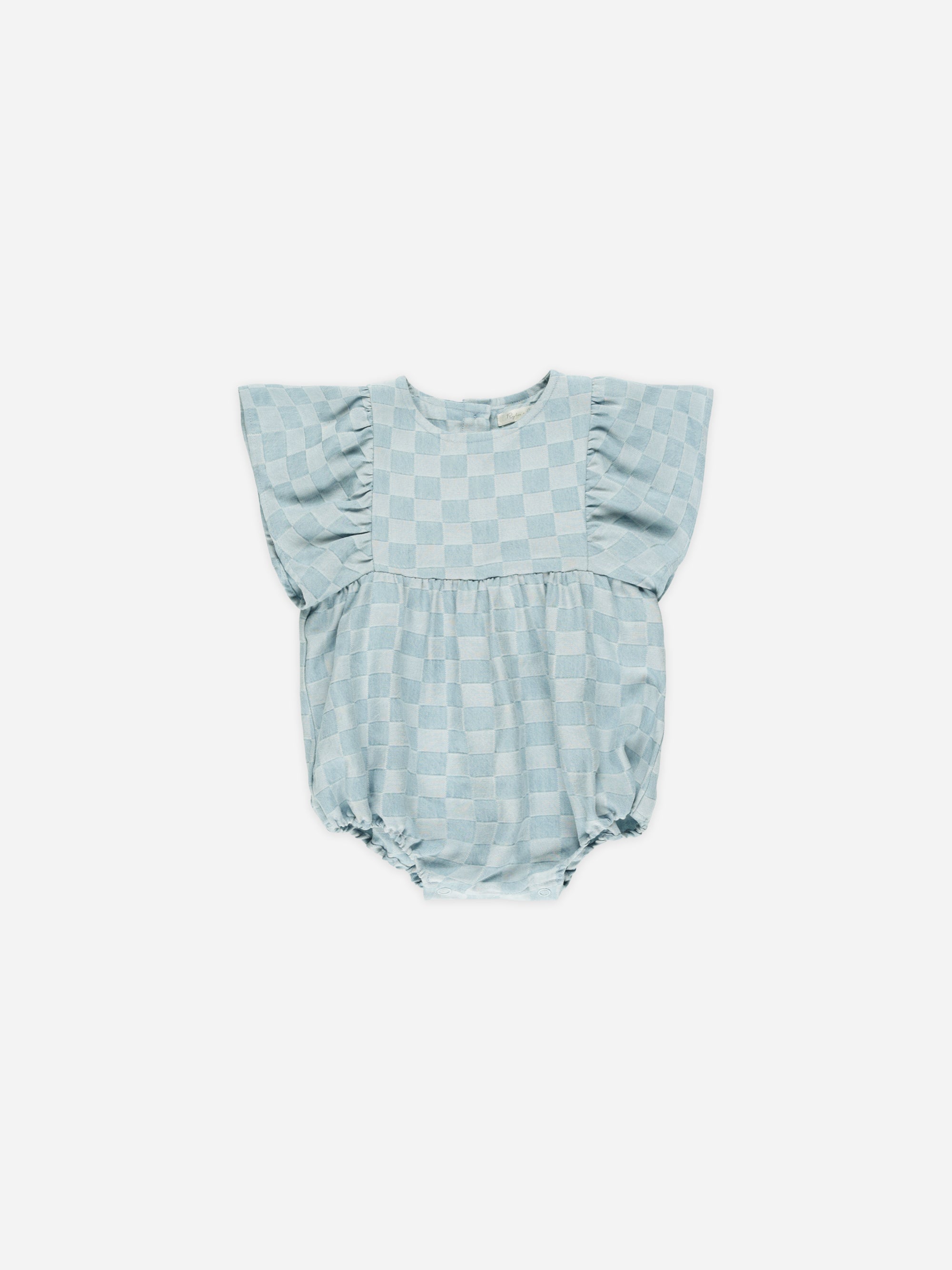 Kalea Romper || Blue Check - Rylee + Cru | Kids Clothes | Trendy Baby Clothes | Modern Infant Outfits |