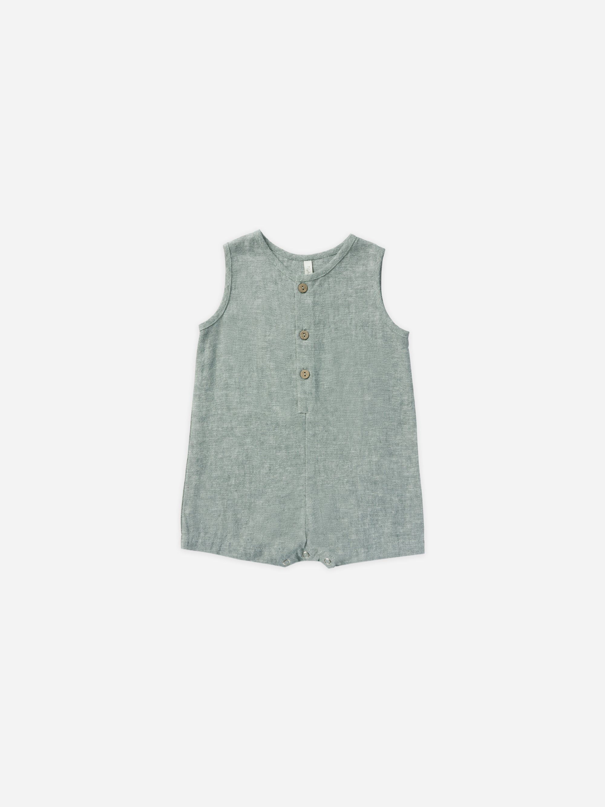 Maverick Romper || Heathered Indigo - Rylee + Cru | Kids Clothes | Trendy Baby Clothes | Modern Infant Outfits |