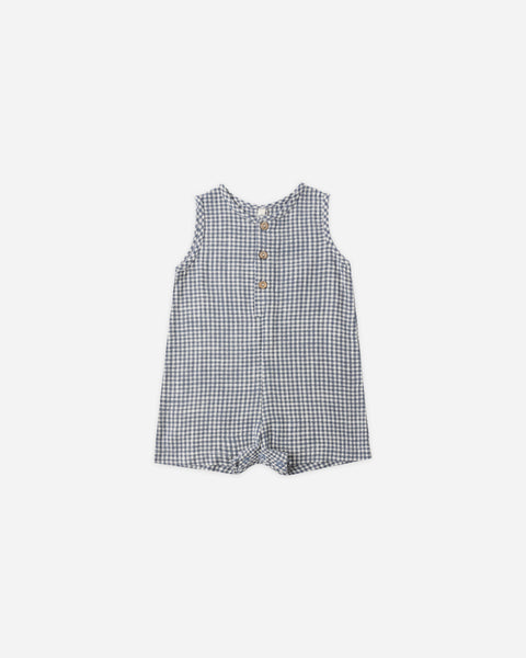Maverick Romper Marine Gingham – Rylee + Cru