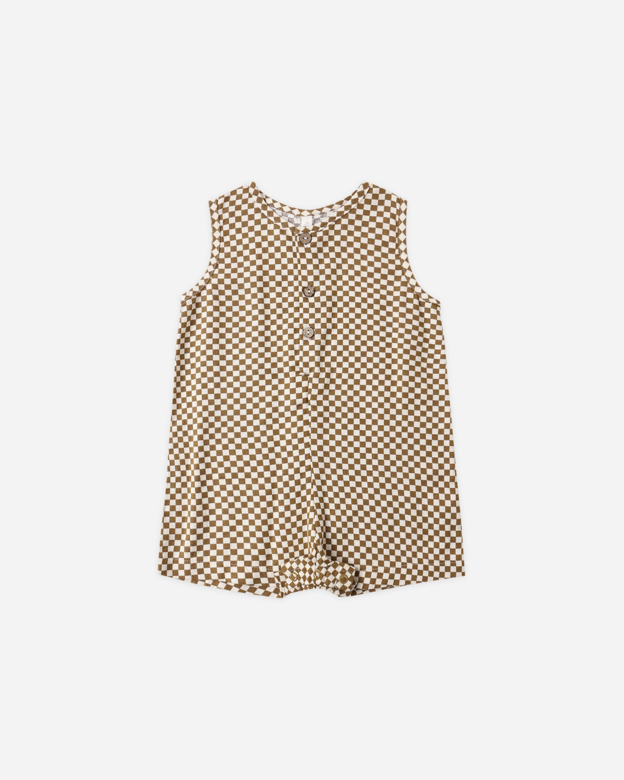 Mavrick Romper Ocre Check - Rylee + Cru | Kids Clothes | Trendy Baby Clothes | Modern Infant Outfits |