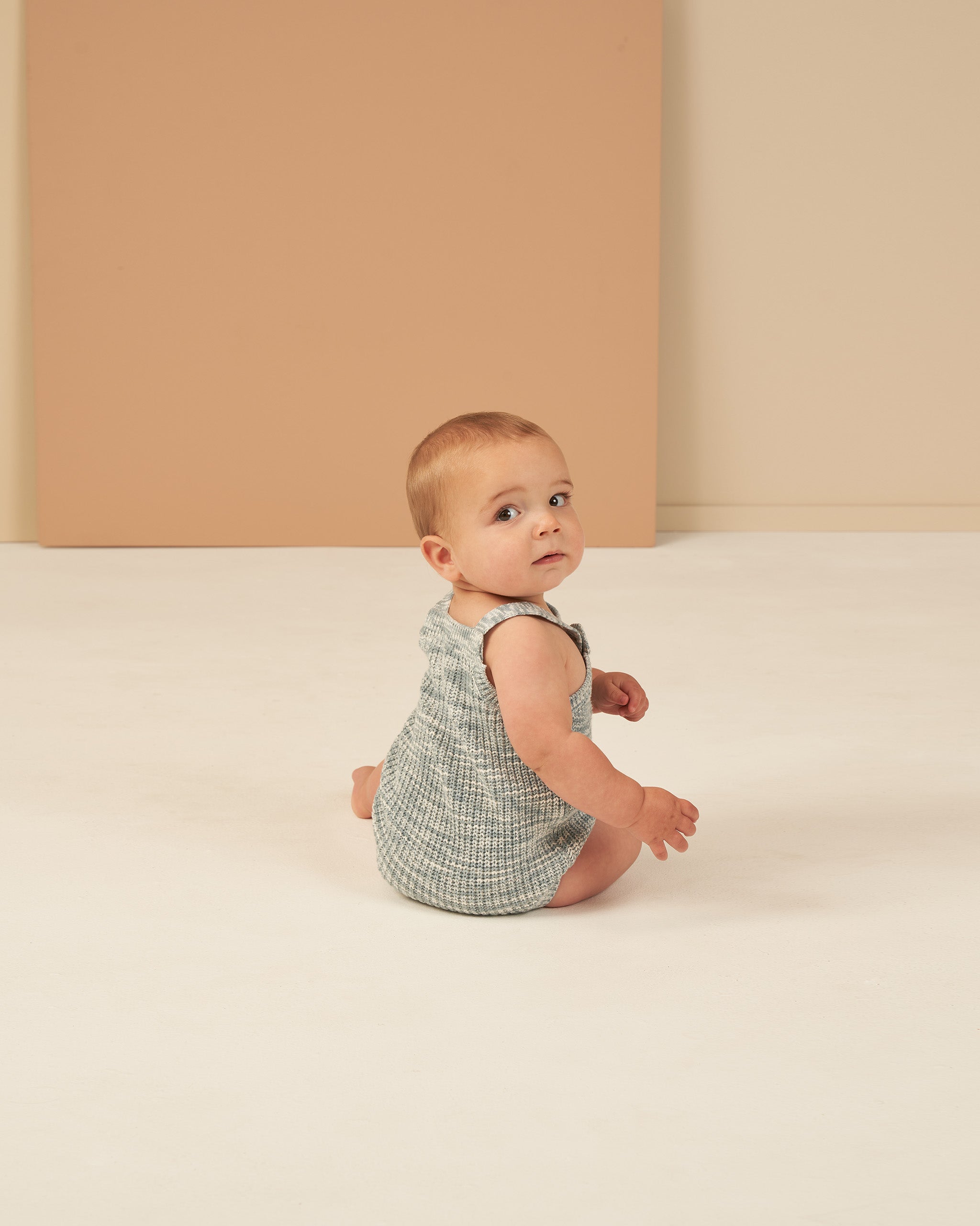 Pocketed Knit Romper || Heathered Blue - Rylee + Cru | Kids Clothes | Trendy Baby Clothes | Modern Infant Outfits |