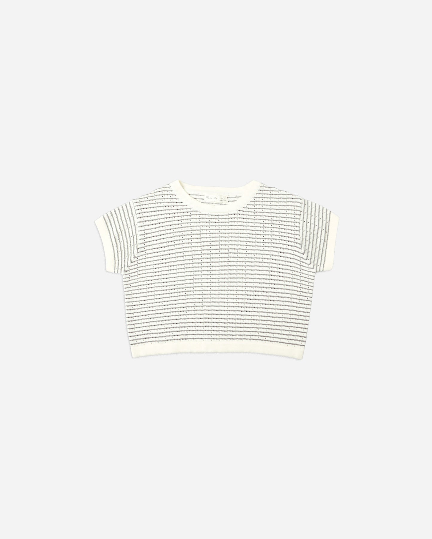 Boxy Crop Knit Tee || Dusty Blue Stripe - Rylee + Cru | Kids Clothes | Trendy Baby Clothes | Modern Infant Outfits |