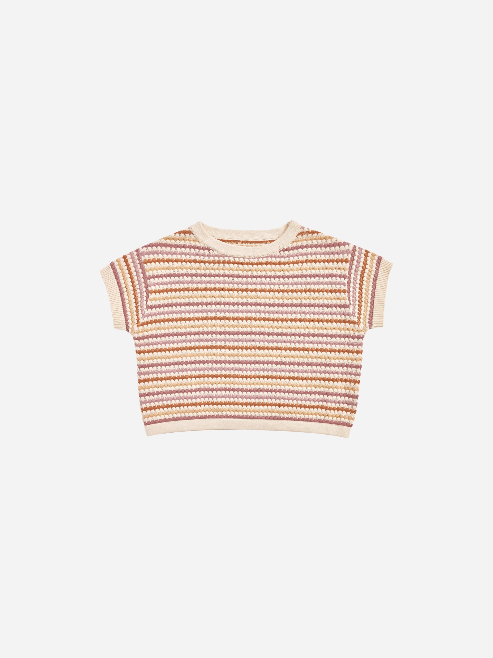 Boxy Crop Knit Tee || Honeycomb Stripe - Rylee + Cru | Kids Clothes | Trendy Baby Clothes | Modern Infant Outfits |