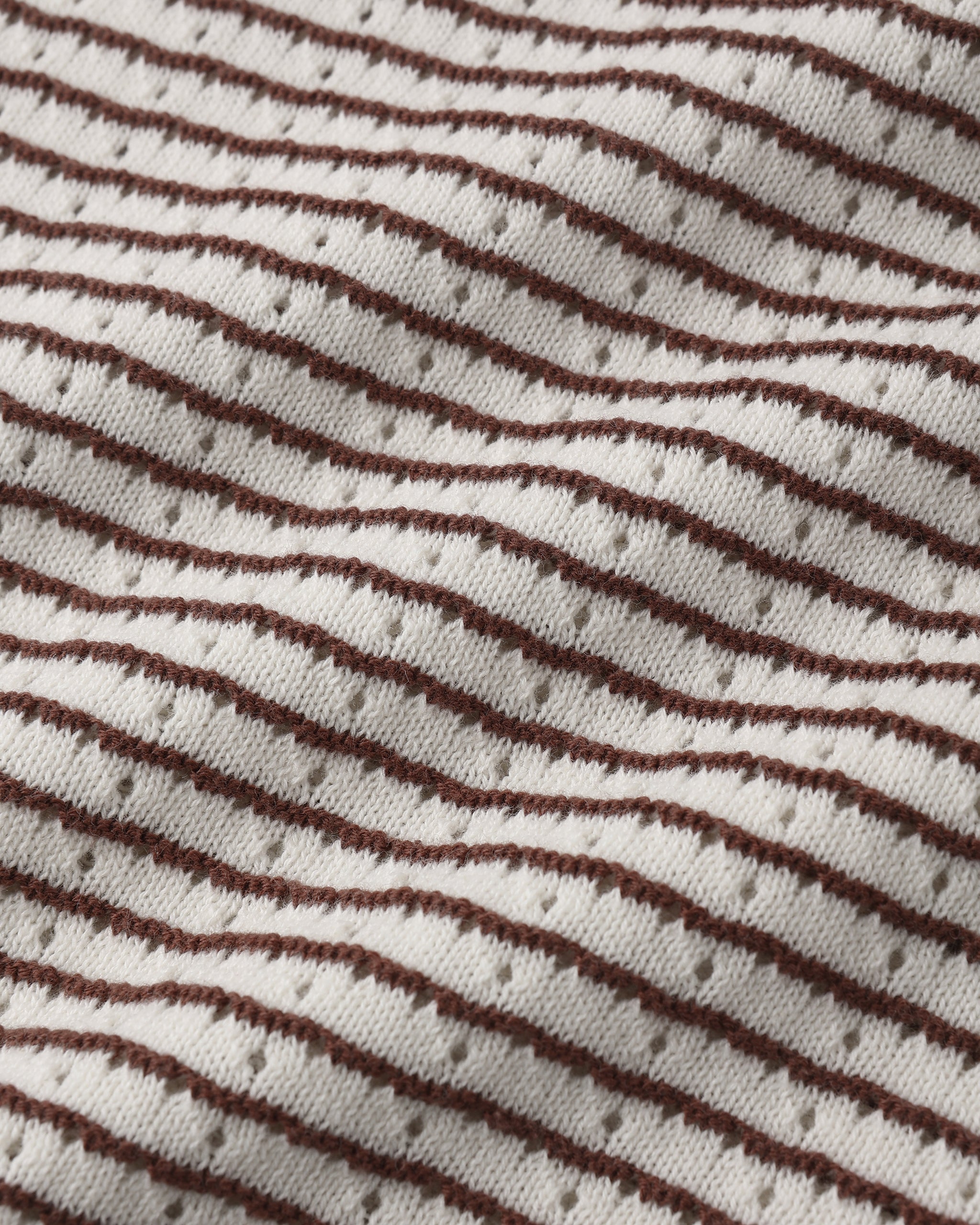 Boxy Crop Knit Tee Chocolate Stripe