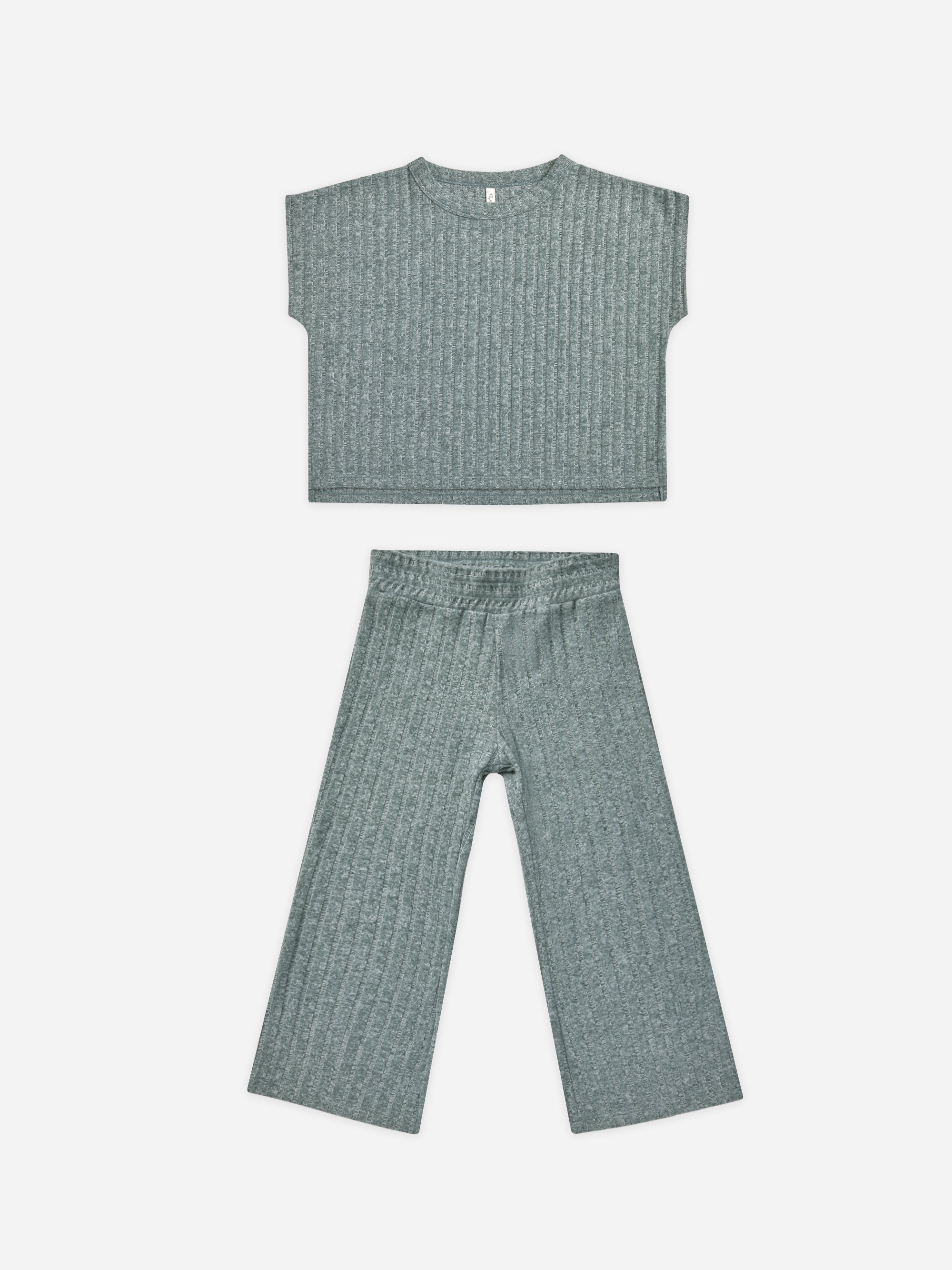 Cozy Rib Knit Set || Heathered Indigo - Rylee + Cru | Kids Clothes | Trendy Baby Clothes | Modern Infant Outfits |
