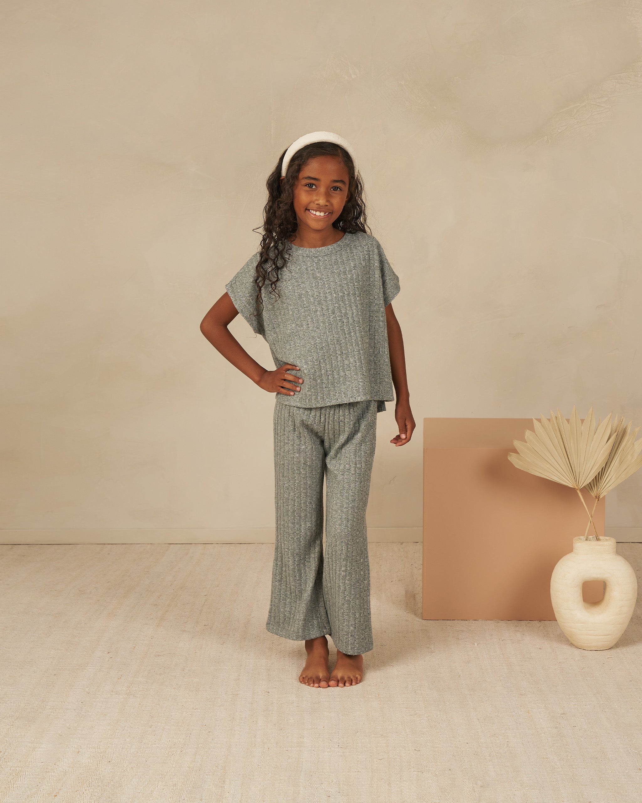 Cozy Rib Knit Set || Heathered Indigo - Rylee + Cru | Kids Clothes | Trendy Baby Clothes | Modern Infant Outfits |