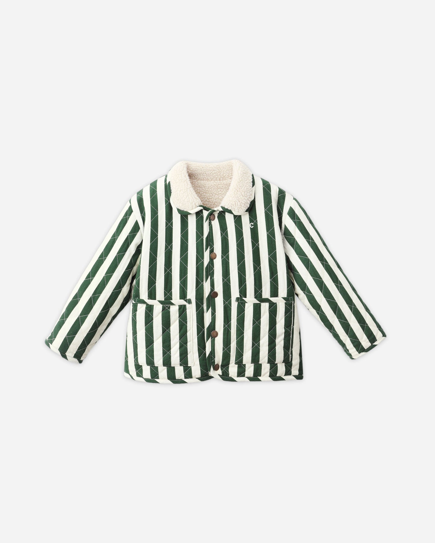 Quilted Winter Coat || Green Stripe - Rylee + Cru | Kids Clothes | Trendy Baby Clothes | Modern Infant Outfits |