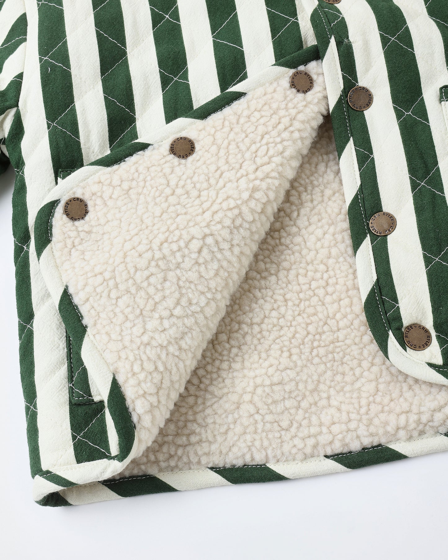 Quilted Winter Coat || Green Stripe - Rylee + Cru | Kids Clothes | Trendy Baby Clothes | Modern Infant Outfits |