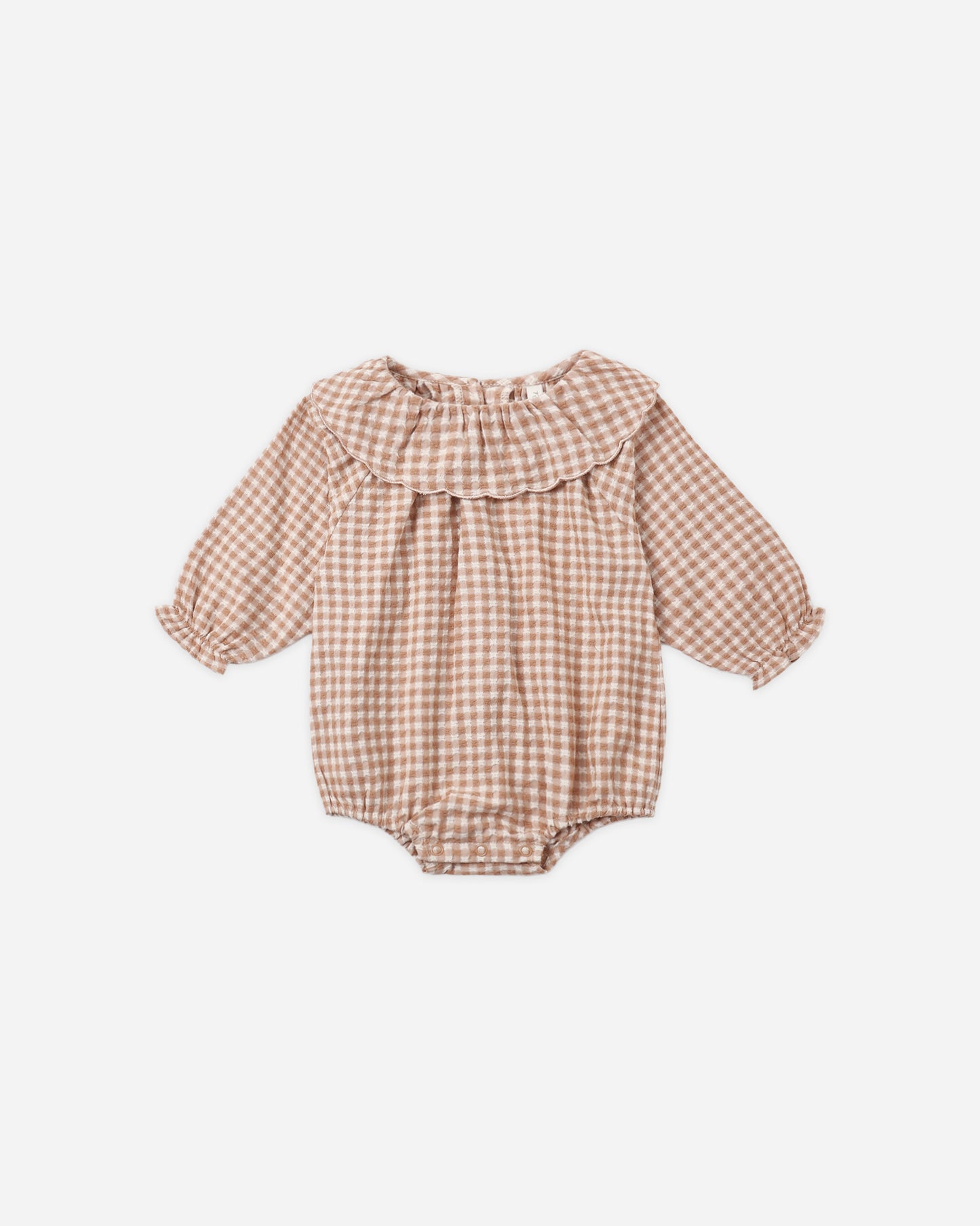 Colette Romper Fawn Gingham - Rylee + Cru | Kids Clothes | Trendy Baby Clothes | Modern Infant Outfits |